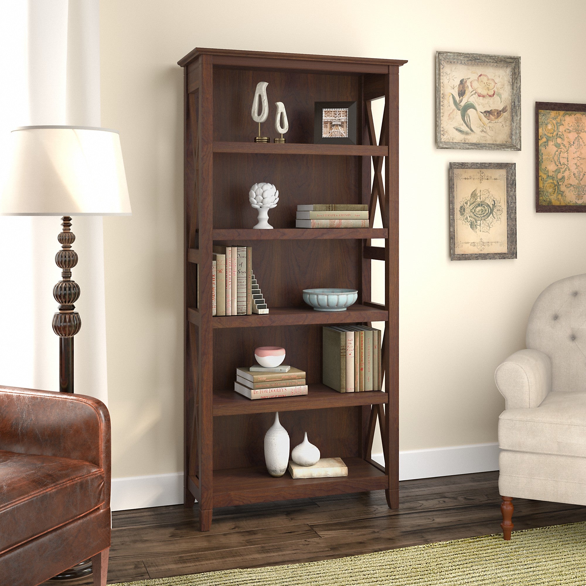 Bush Furniture Key West Tall 5 Shelf Bookcase