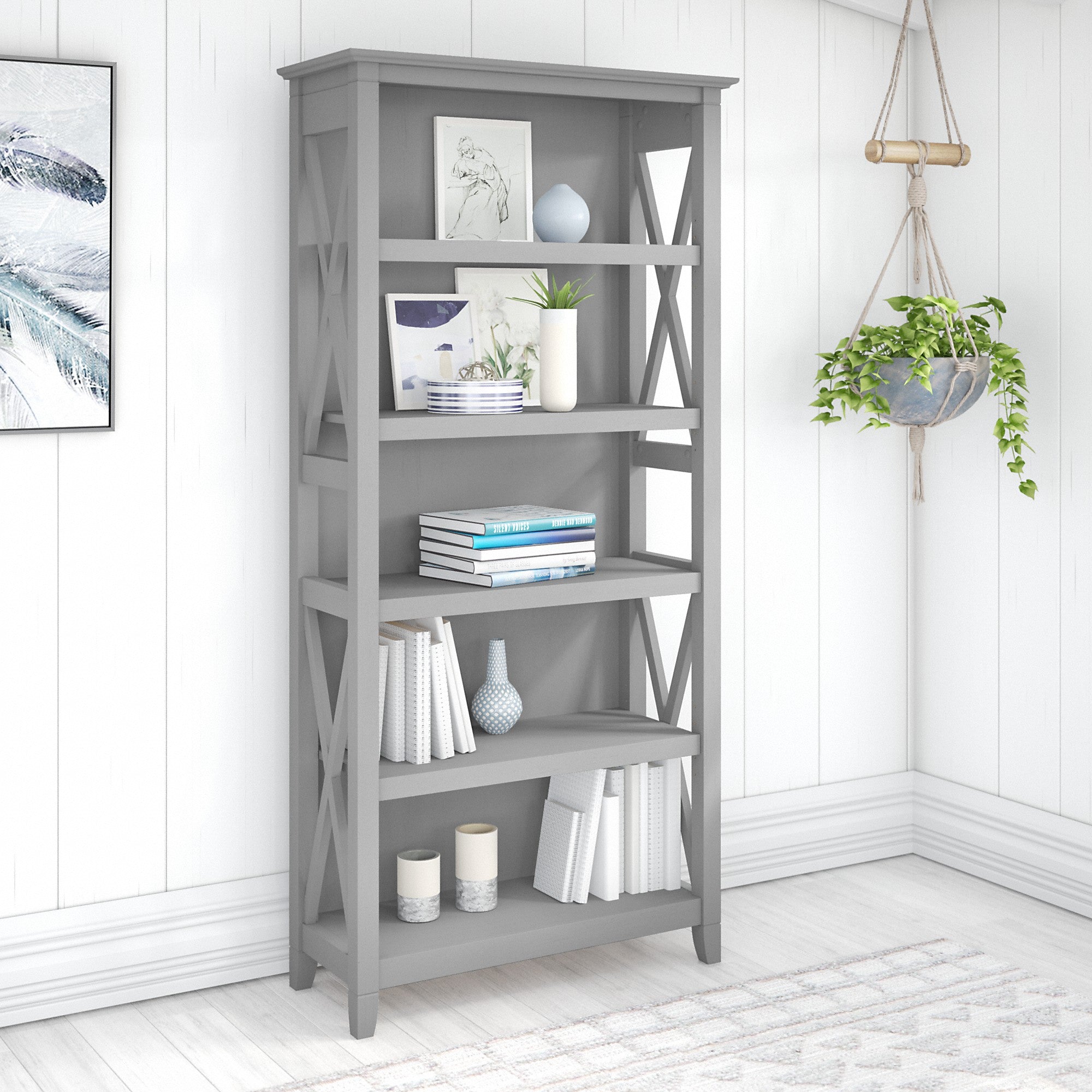 Bush Furniture Key West Tall 5 Shelf Bookcase