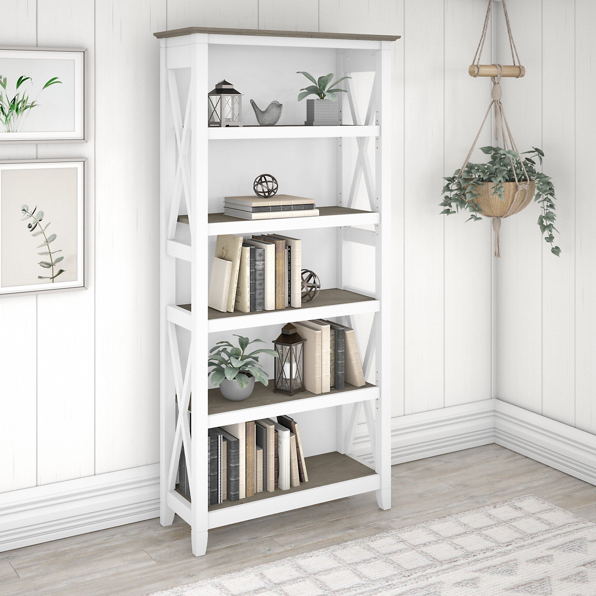 Bush Furniture Key West Tall 5 Shelf Bookcase