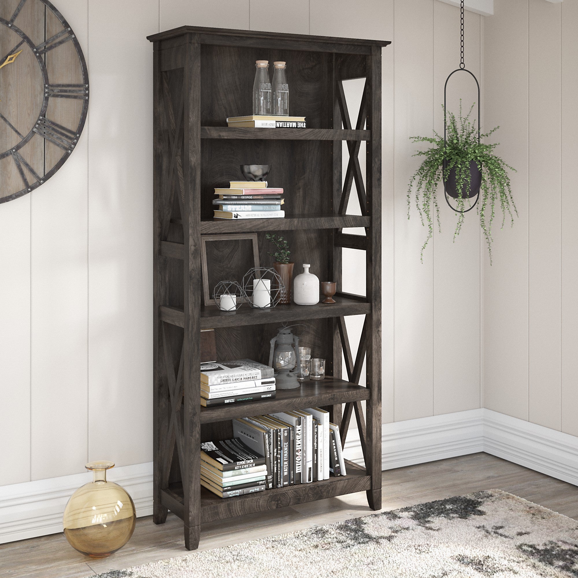 Bush Furniture Key West Tall 5 Shelf Bookcase