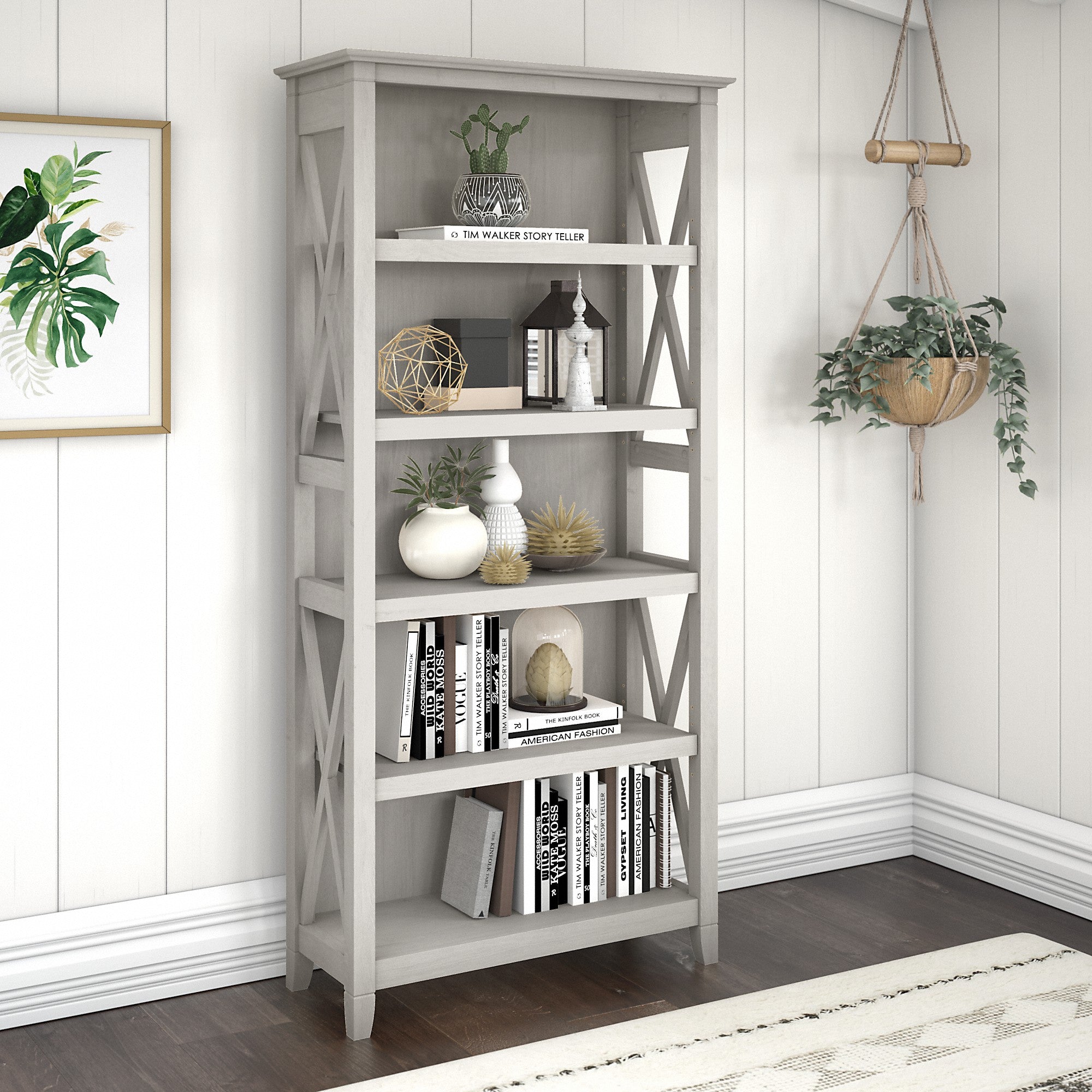 Bush Furniture Key West Tall 5 Shelf Bookcase