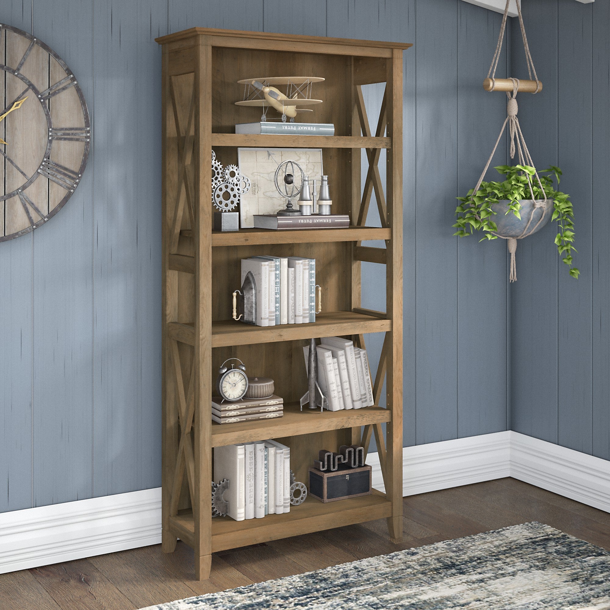 Bush Furniture Key West Tall 5 Shelf Bookcase