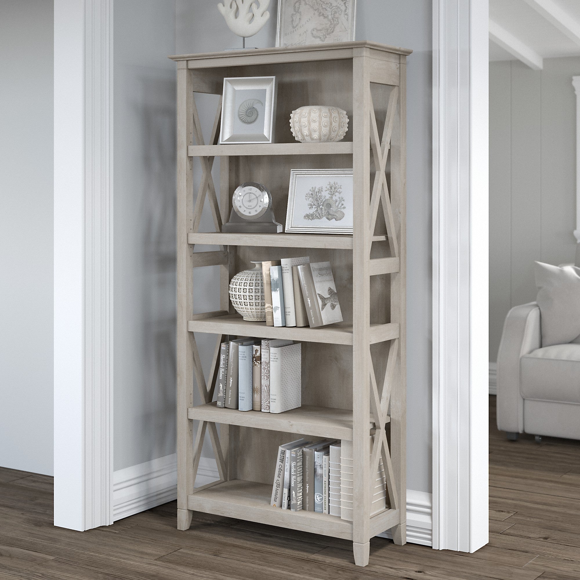 Bush Furniture Key West Tall 5 Shelf Bookcase