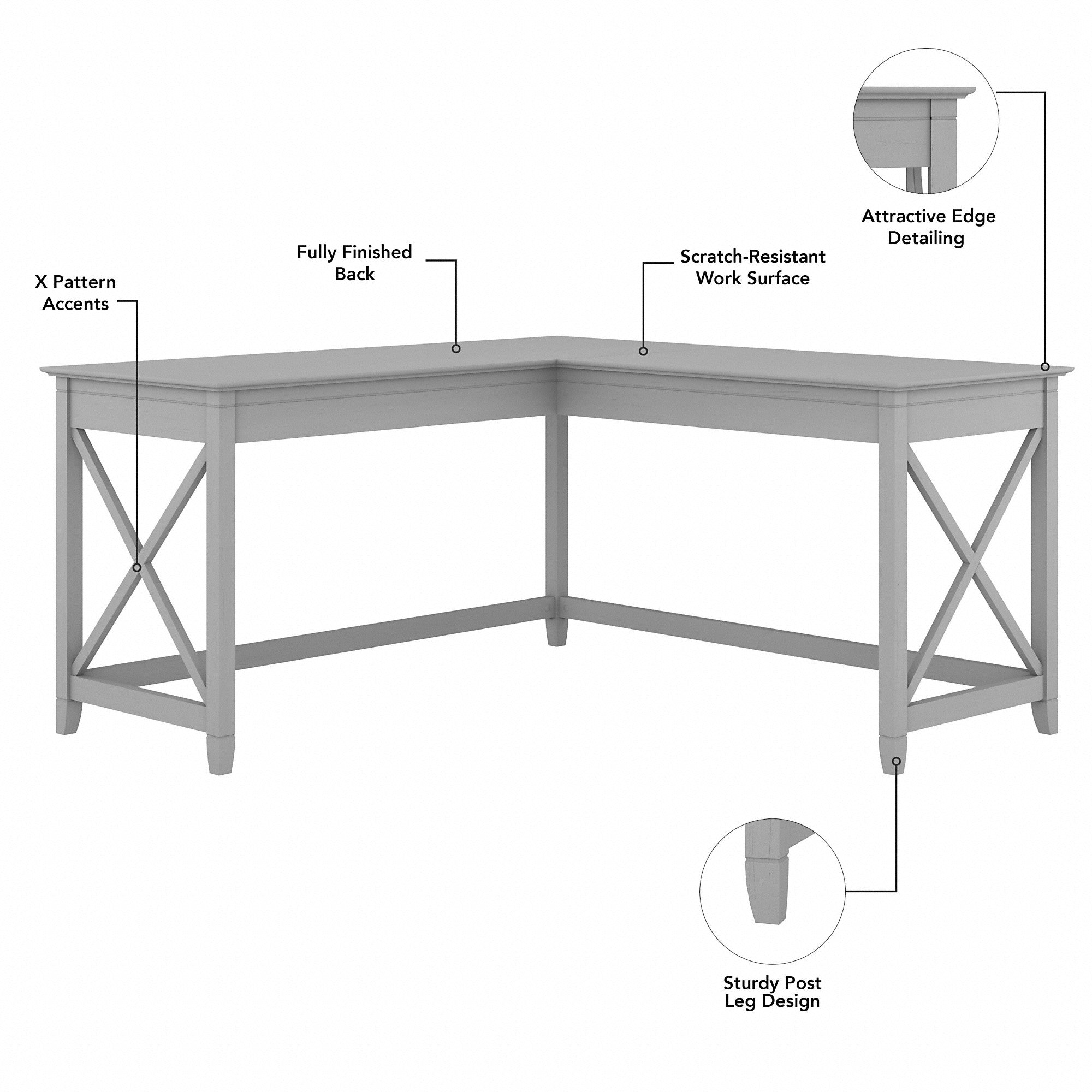 Bush Furniture Key West 60W L Shaped Desk