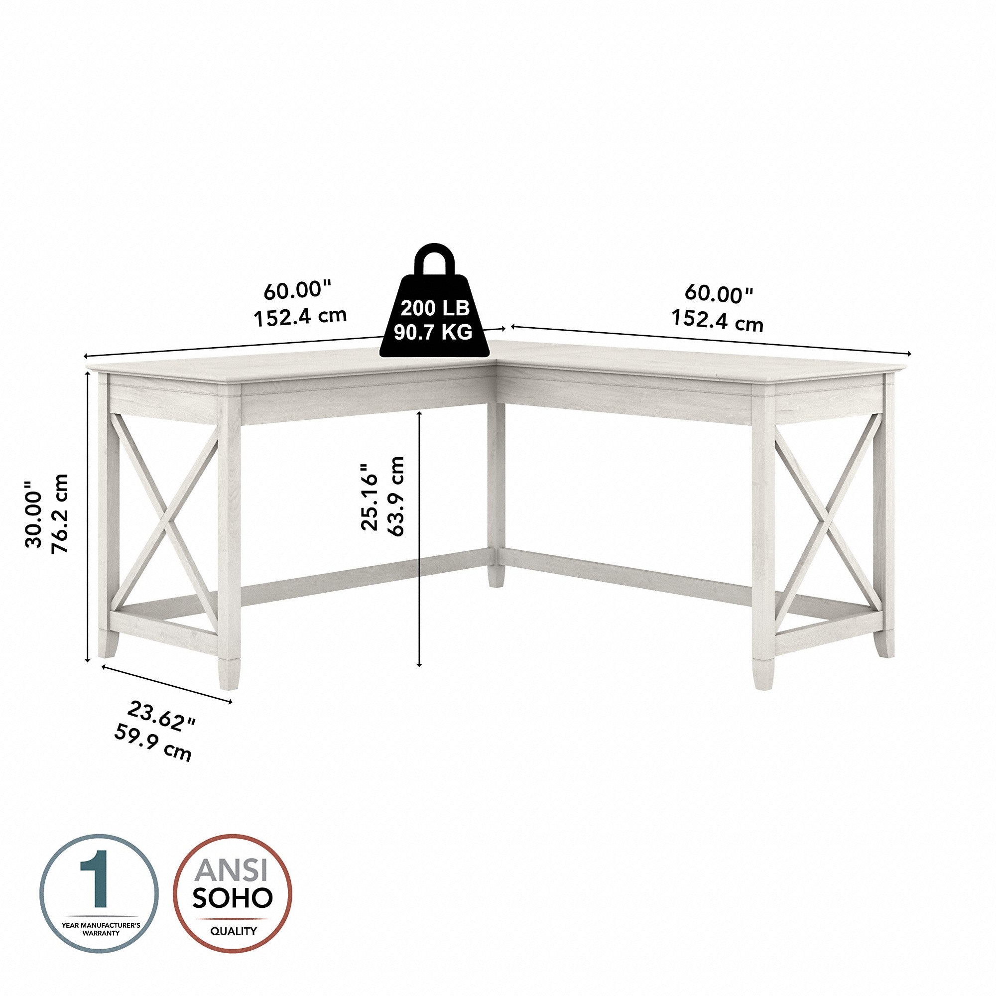 Bush Furniture Key West 60W L Shaped Desk