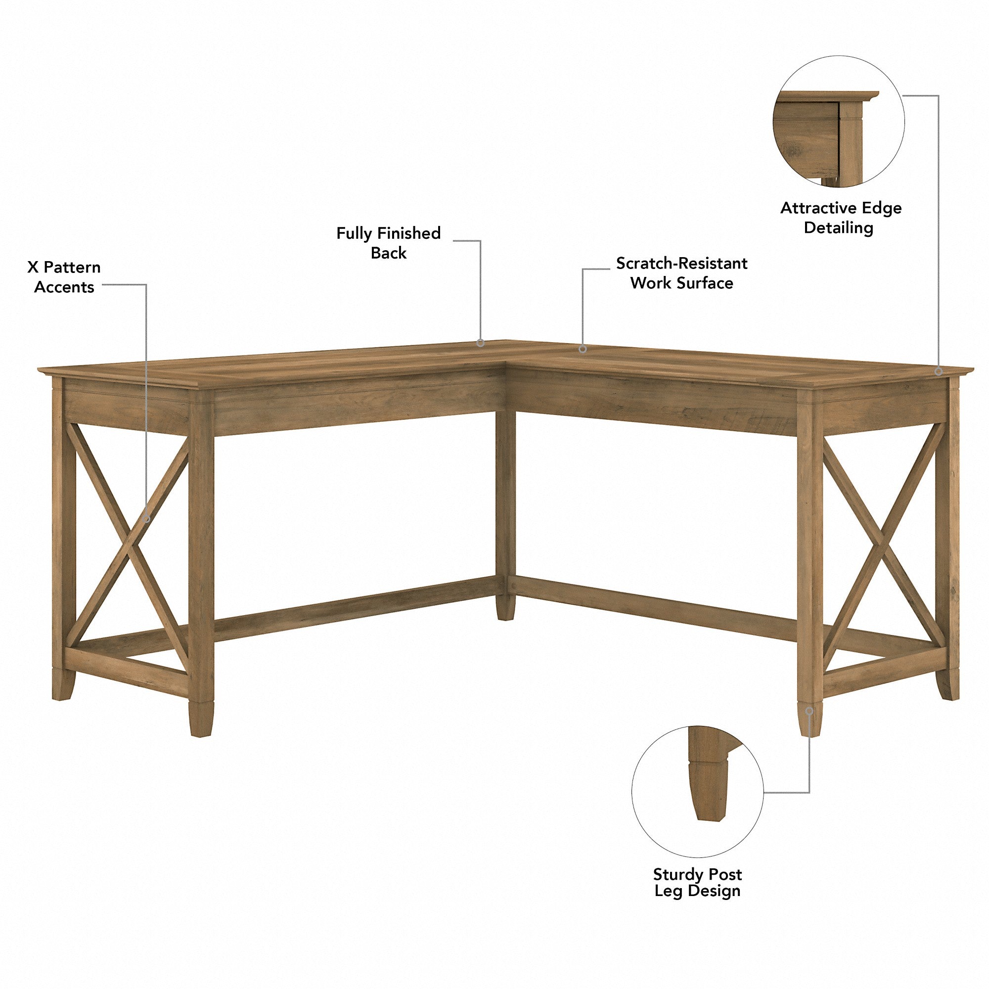 Bush Furniture Key West 60W L Shaped Desk