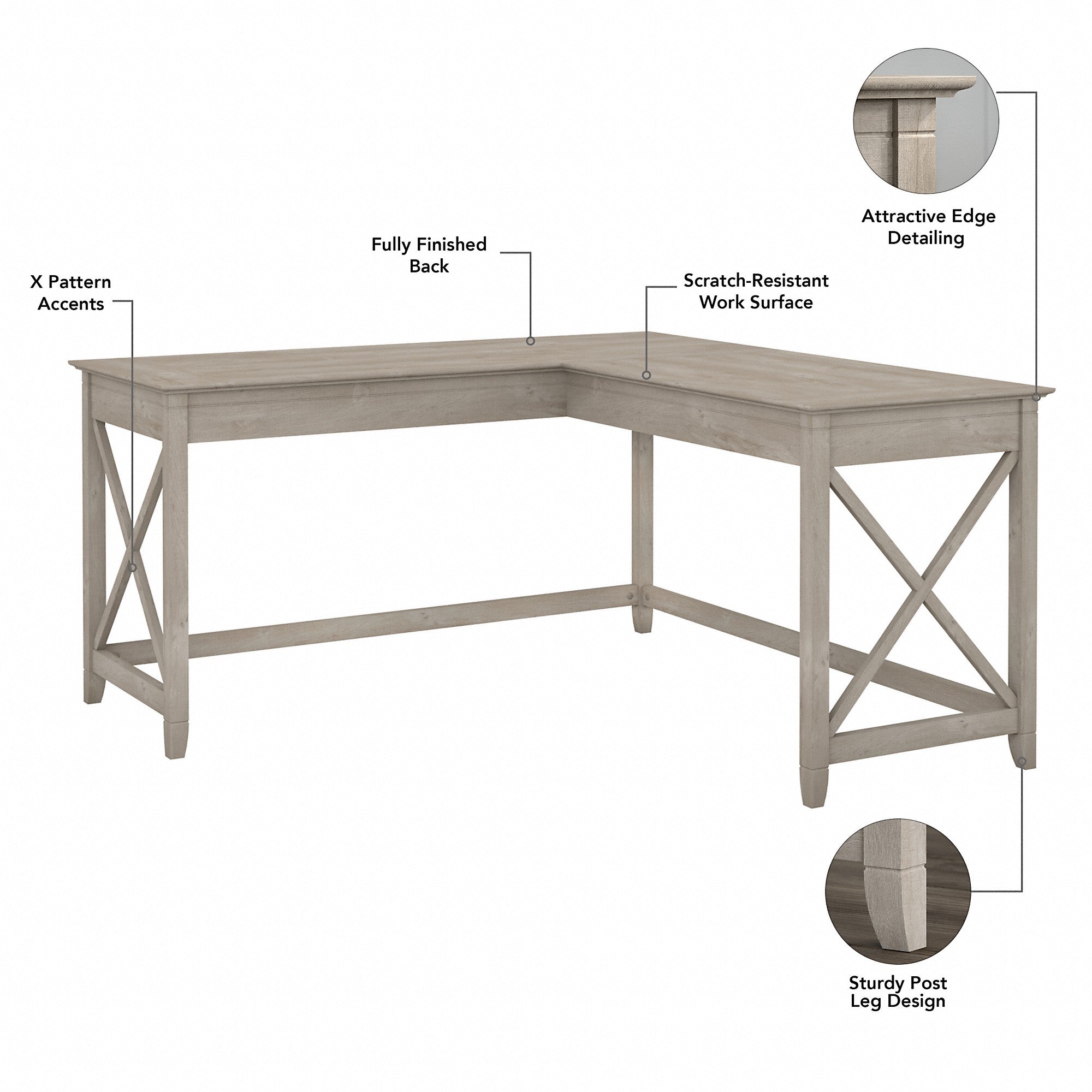 Bush Furniture Key West 60W L Shaped Desk