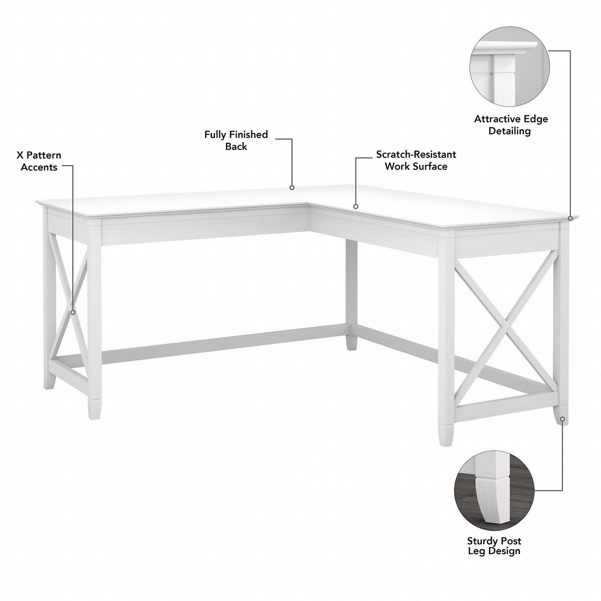 Bush Furniture Key West 60W L Shaped Desk