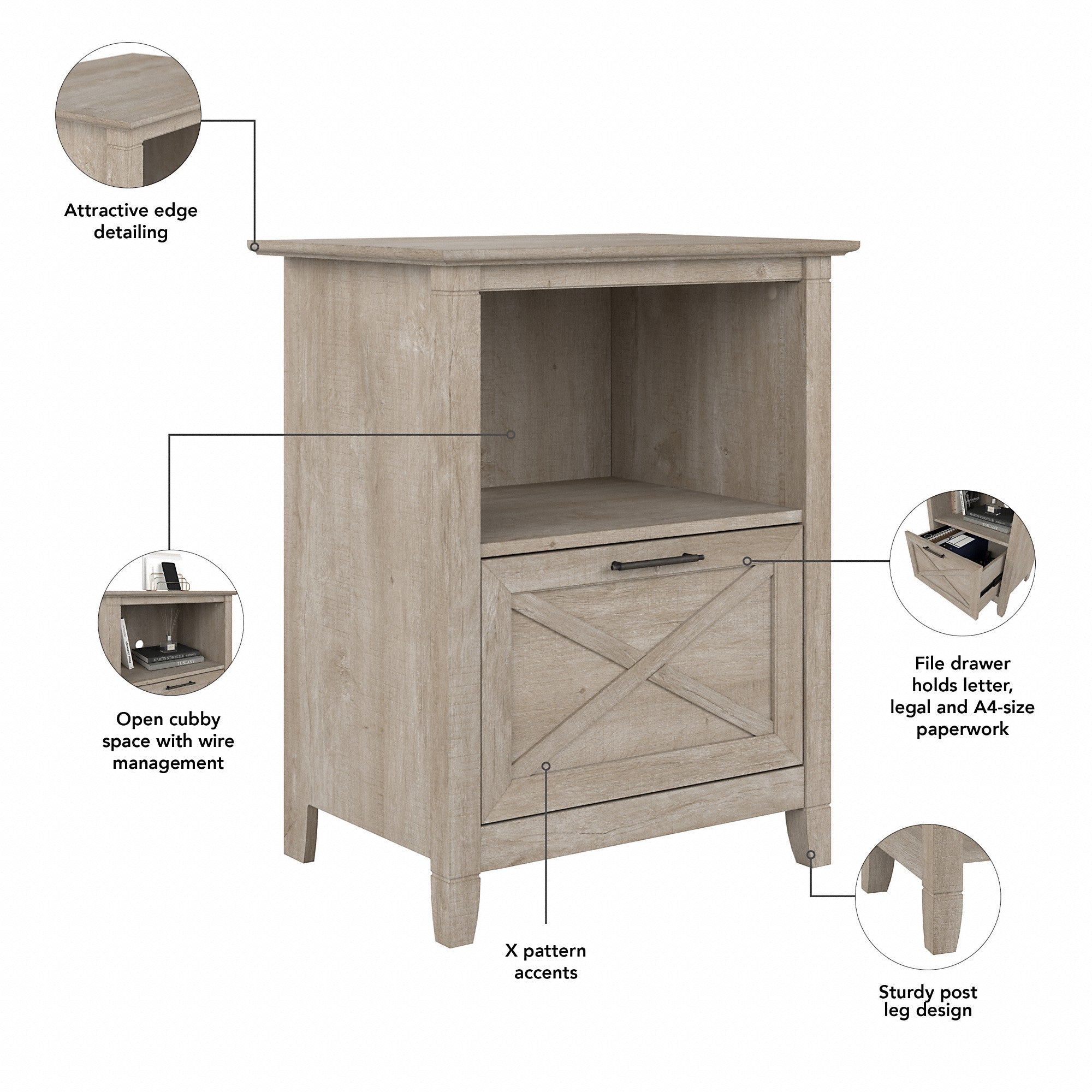 Bush Furniture Key West Nightstand with Drawer