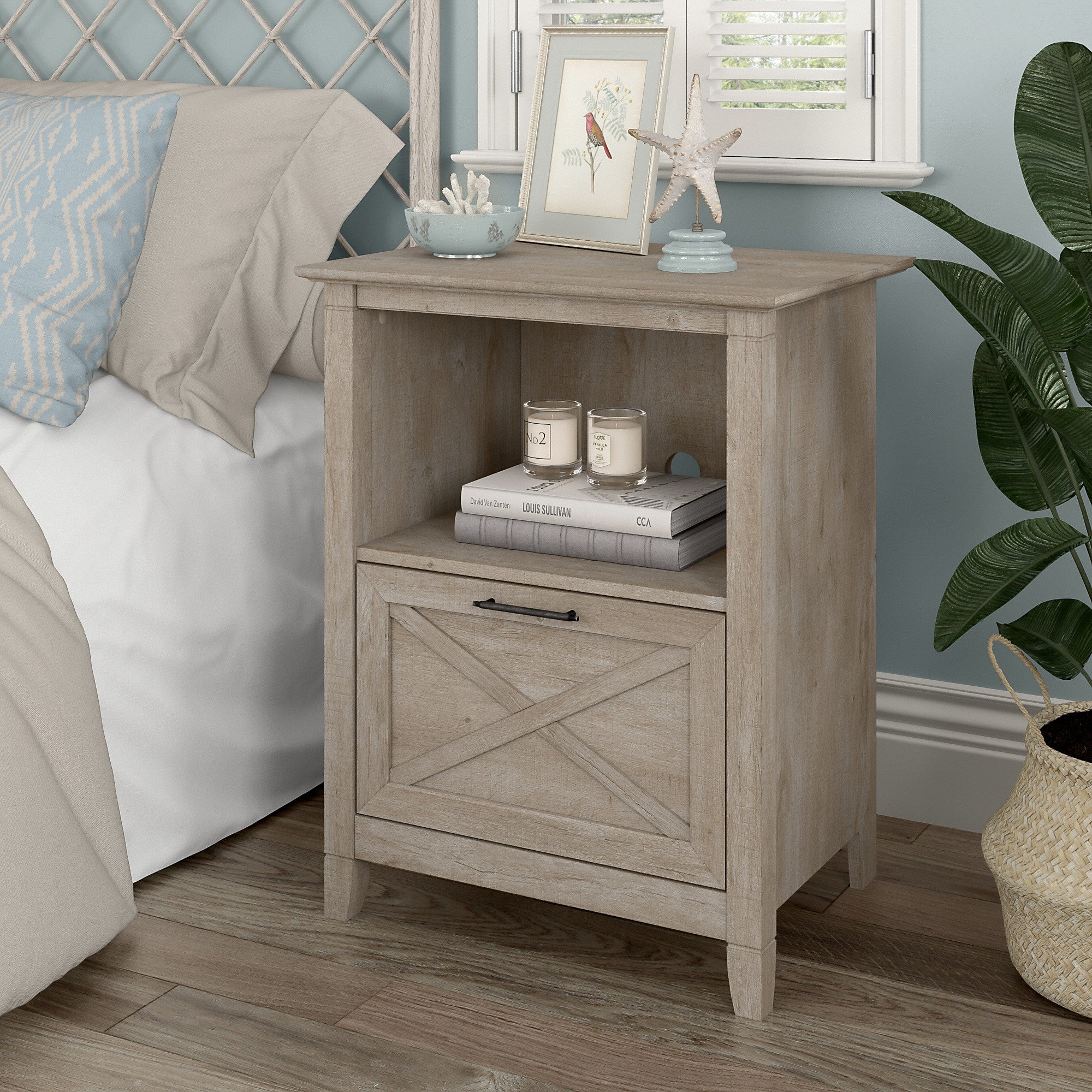 Bush Furniture Key West Nightstand with Drawer