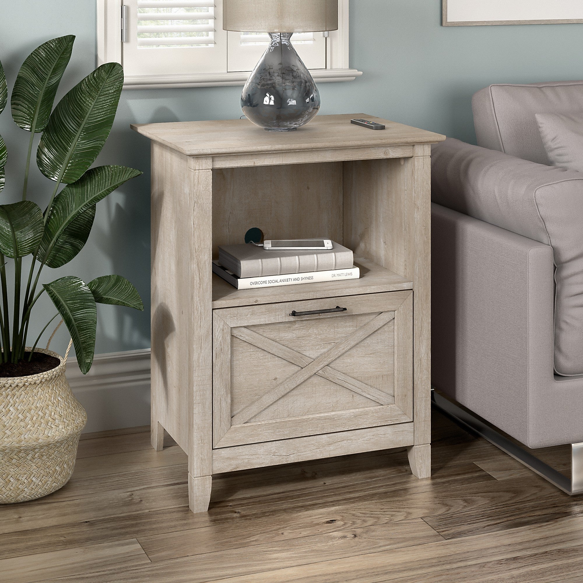 Bush Furniture Key West End Table with Drawer