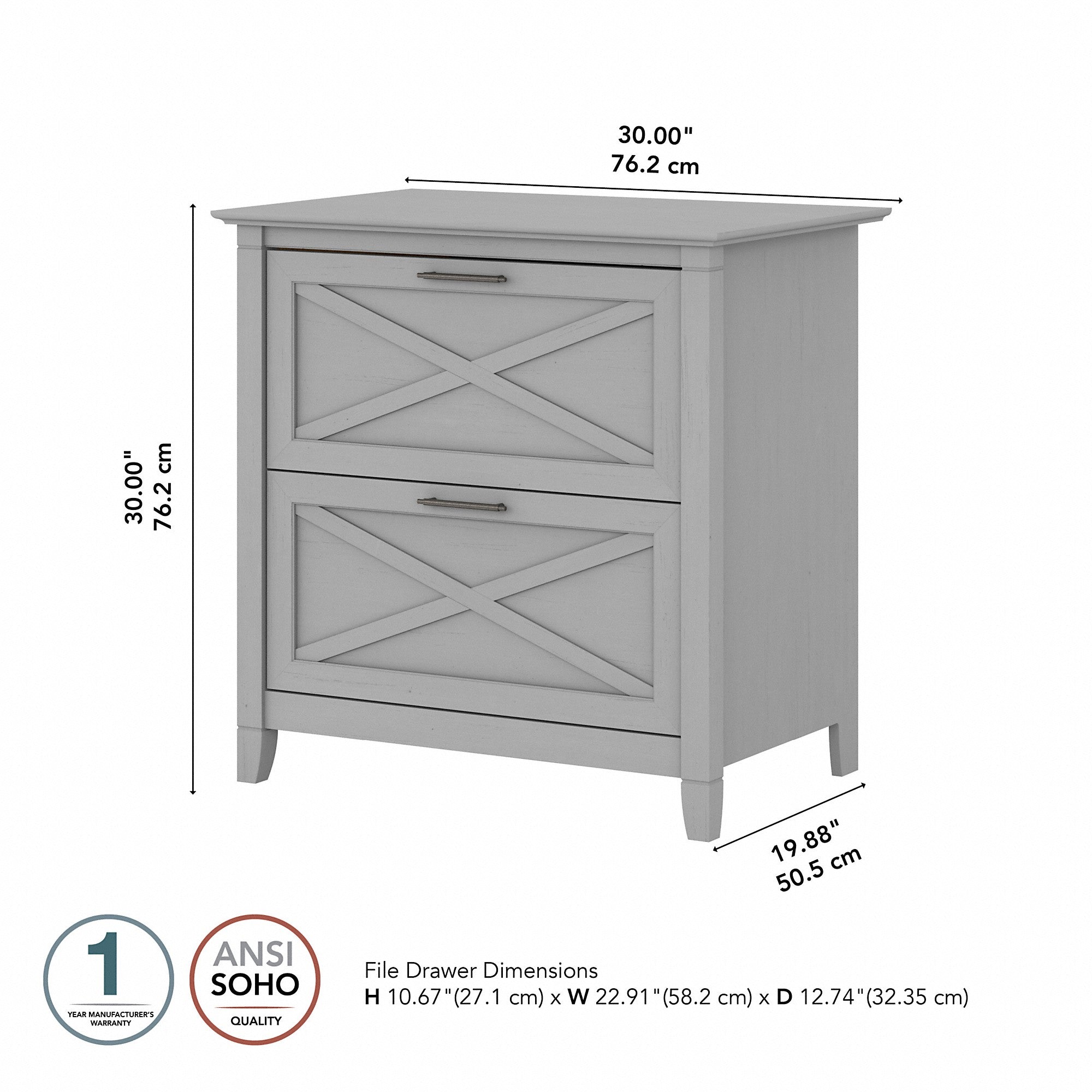 Bush Furniture Key West 2 Drawer Lateral File Cabinet