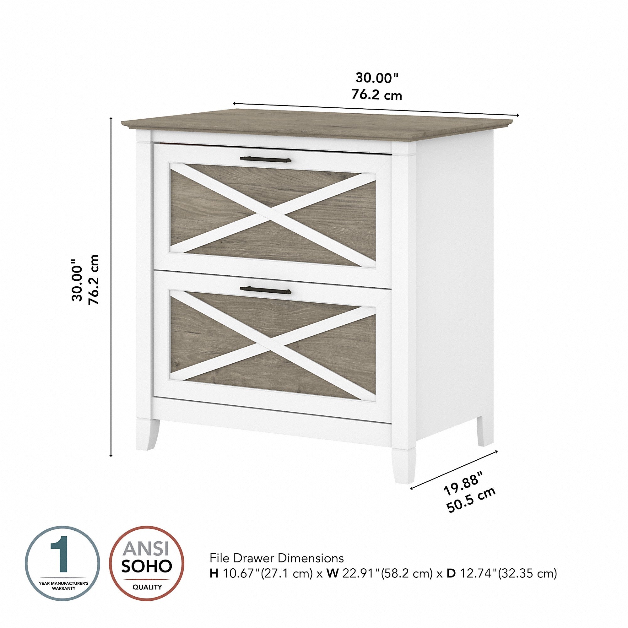 Bush Furniture Key West 2 Drawer Lateral File Cabinet