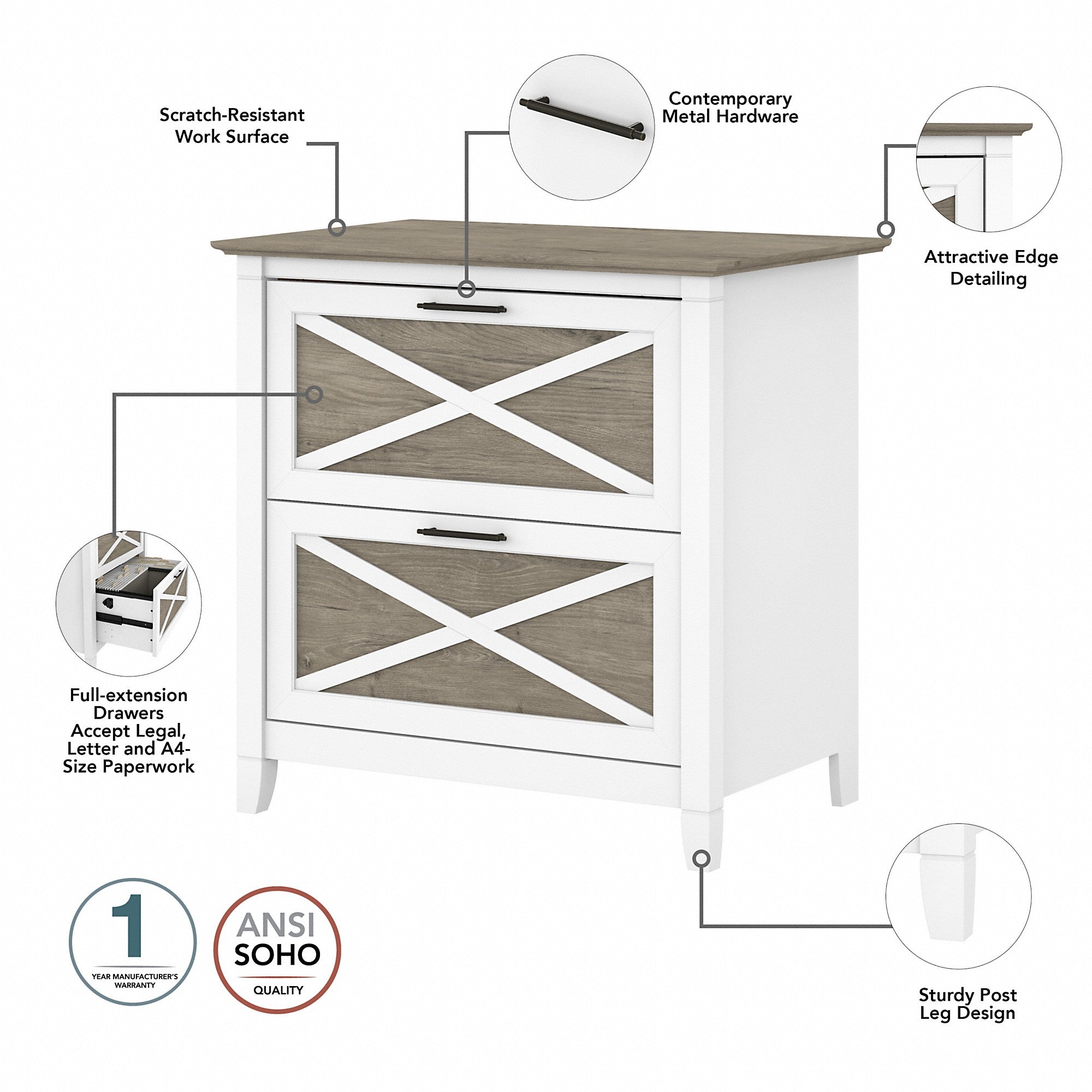 Bush Furniture Key West 2 Drawer Lateral File Cabinet