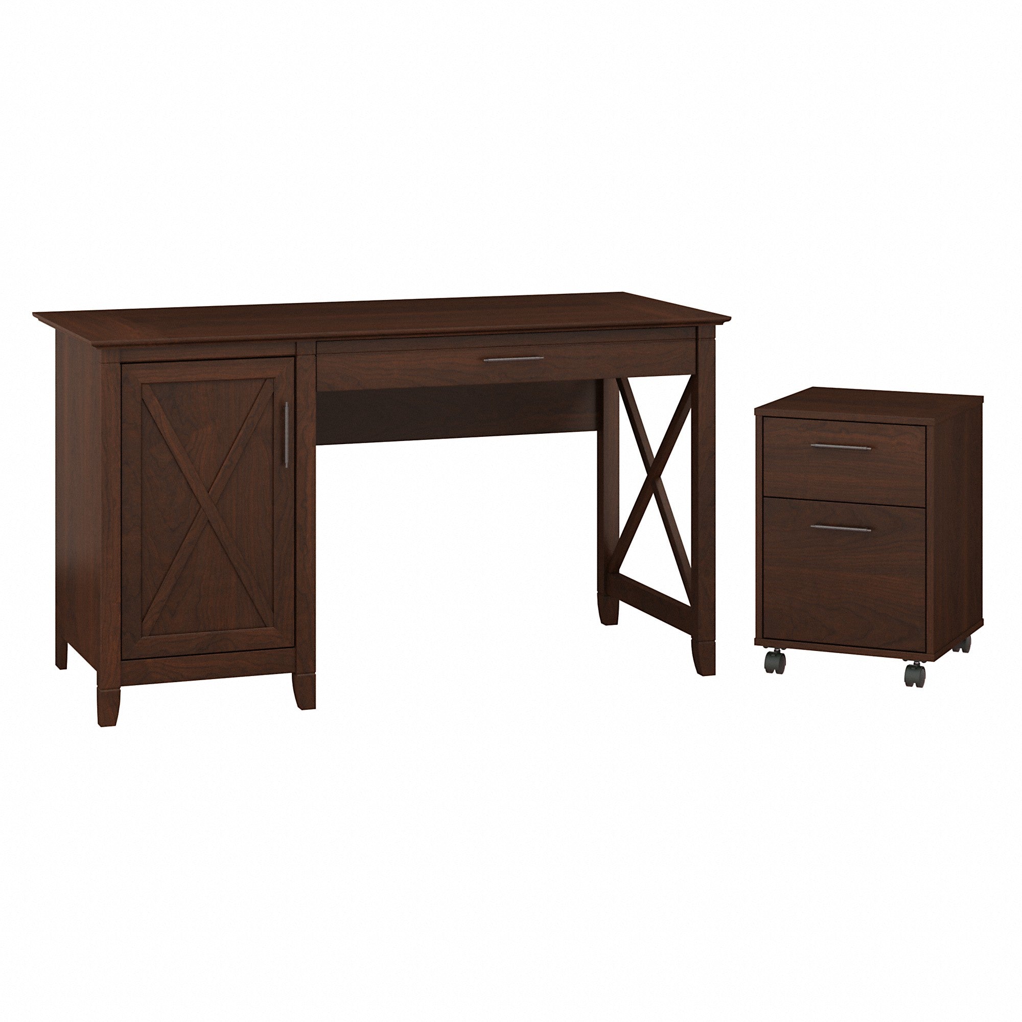 Bush Furniture Key West 54W Computer Desk with Storage and 2 Drawer Mobile File Cabinet