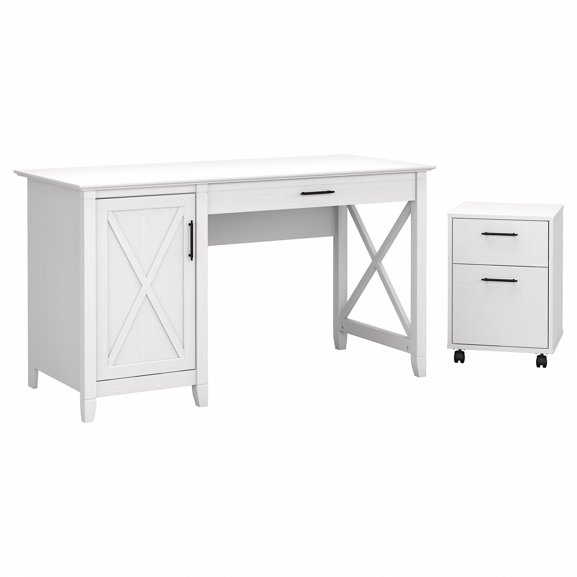 Bush Furniture Key West 54W Computer Desk with Storage and 2 Drawer Mobile File Cabinet