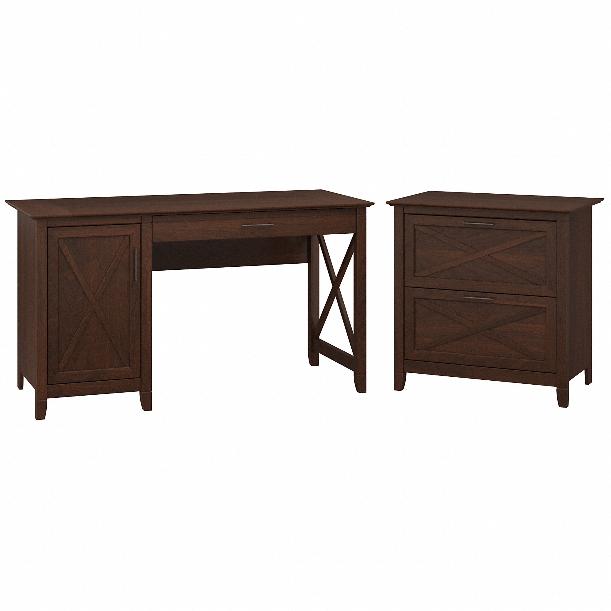 Bush Furniture Key West 54W Computer Desk with Storage and 2 Drawer Lateral File Cabinet