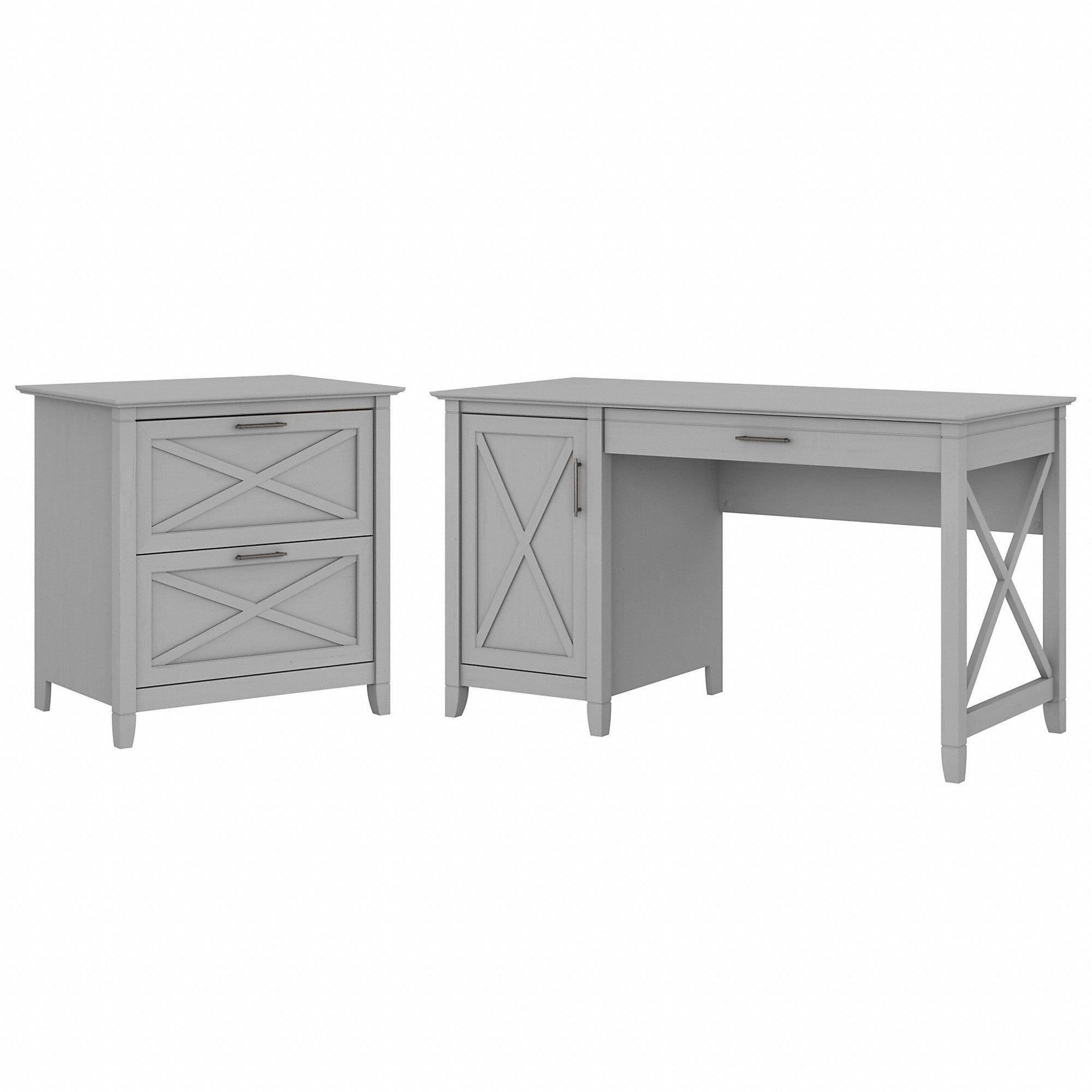 Bush Furniture Key West 54W Computer Desk with Storage and 2 Drawer Lateral File Cabinet