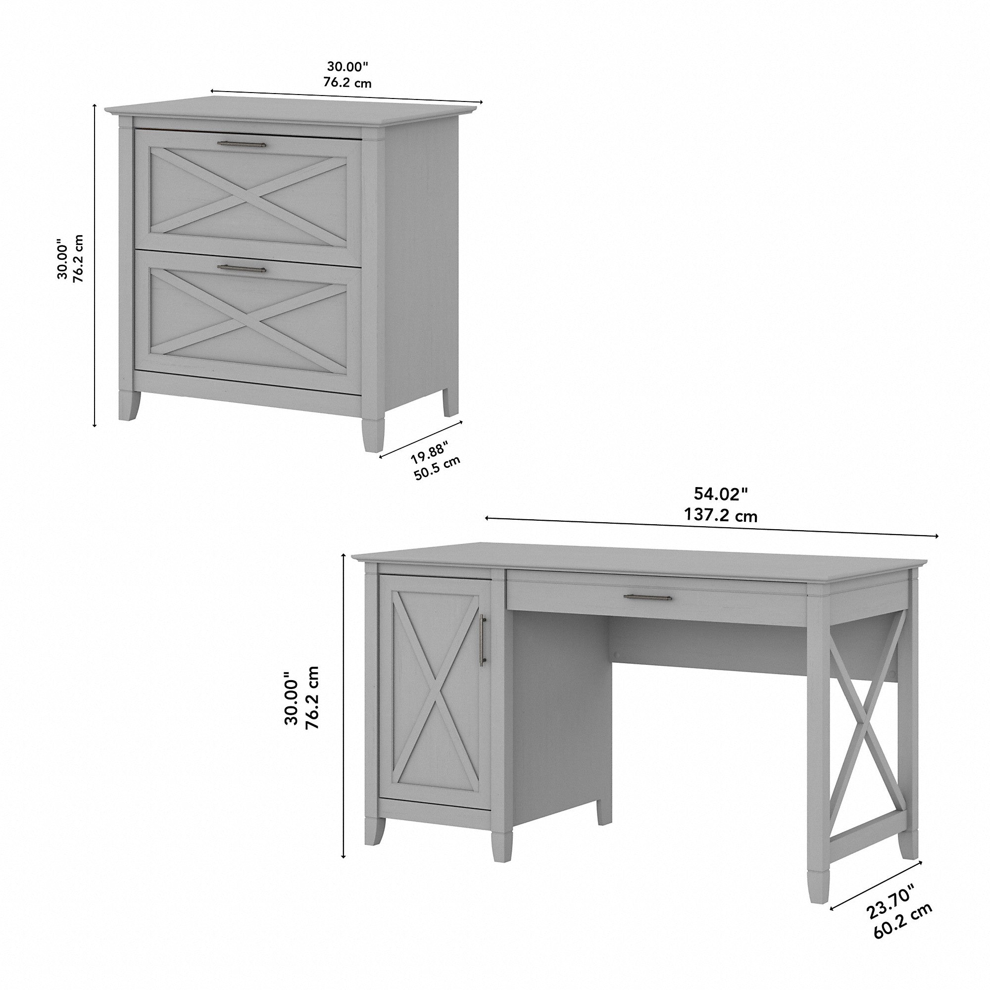 Bush Furniture Key West 54W Computer Desk with Storage and 2 Drawer Lateral File Cabinet