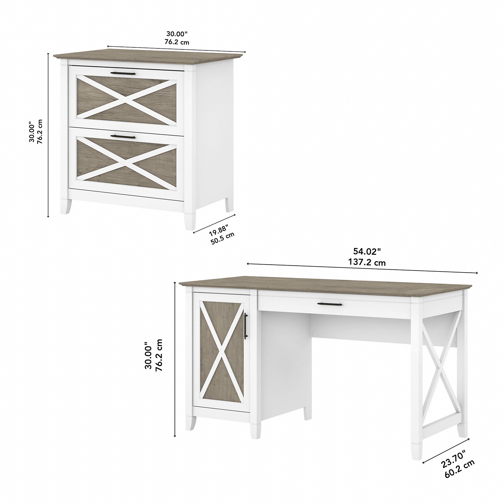 Bush Furniture Key West 54W Computer Desk with Storage and 2 Drawer Lateral File Cabinet