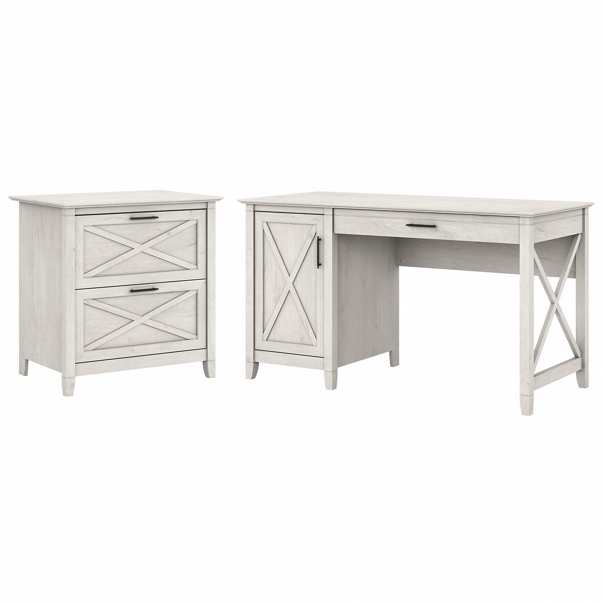 Bush Furniture Key West 54W Computer Desk with Storage and 2 Drawer Lateral File Cabinet