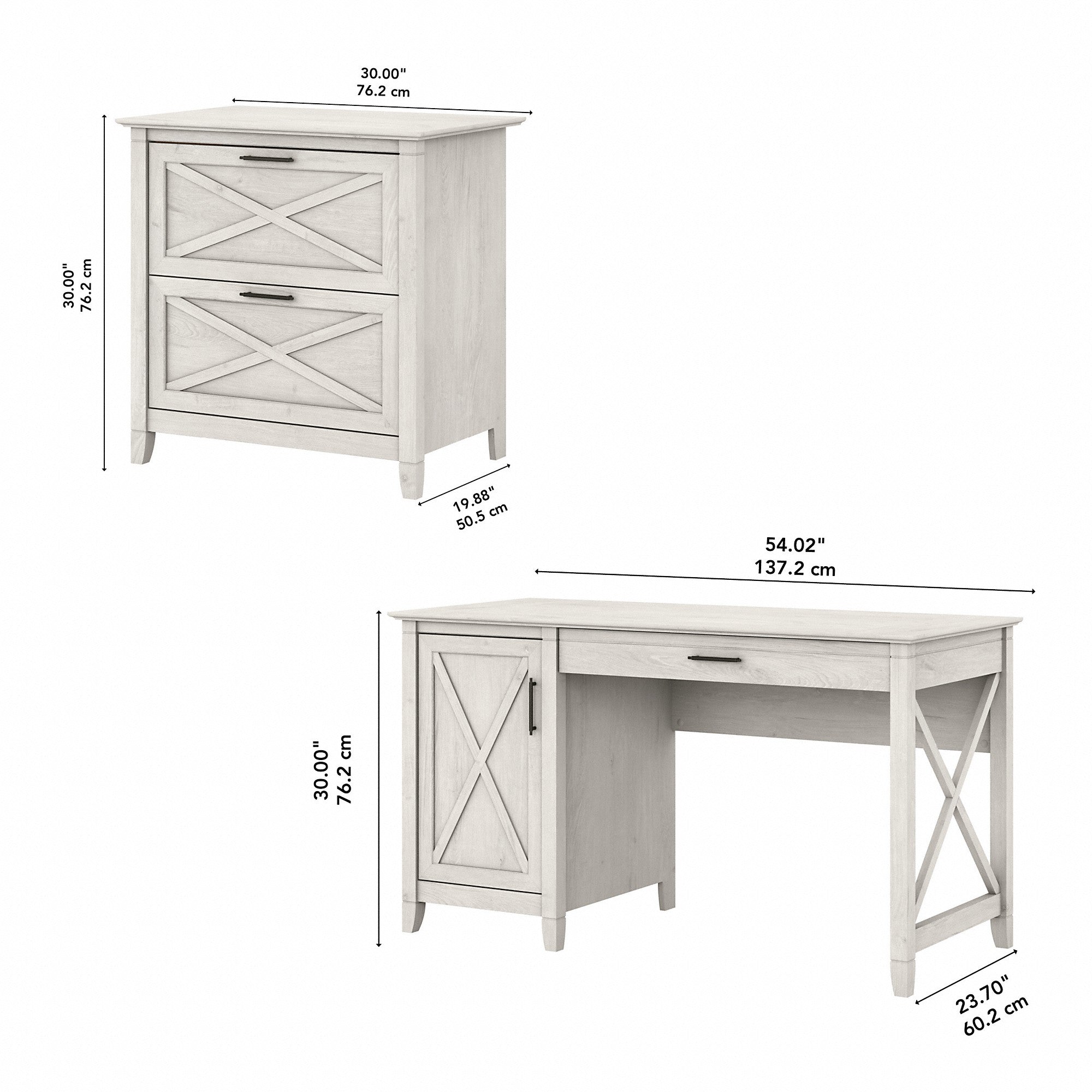 Bush Furniture Key West 54W Computer Desk with Storage and 2 Drawer Lateral File Cabinet