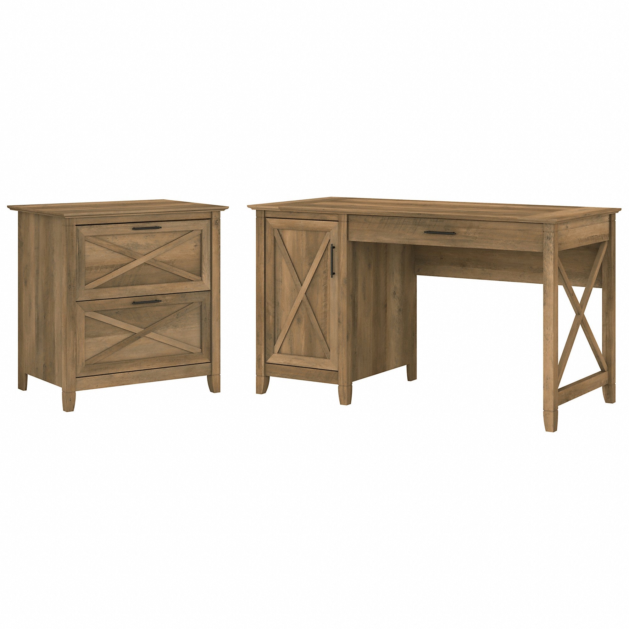 Bush Furniture Key West 54W Computer Desk with Storage and 2 Drawer Lateral File Cabinet