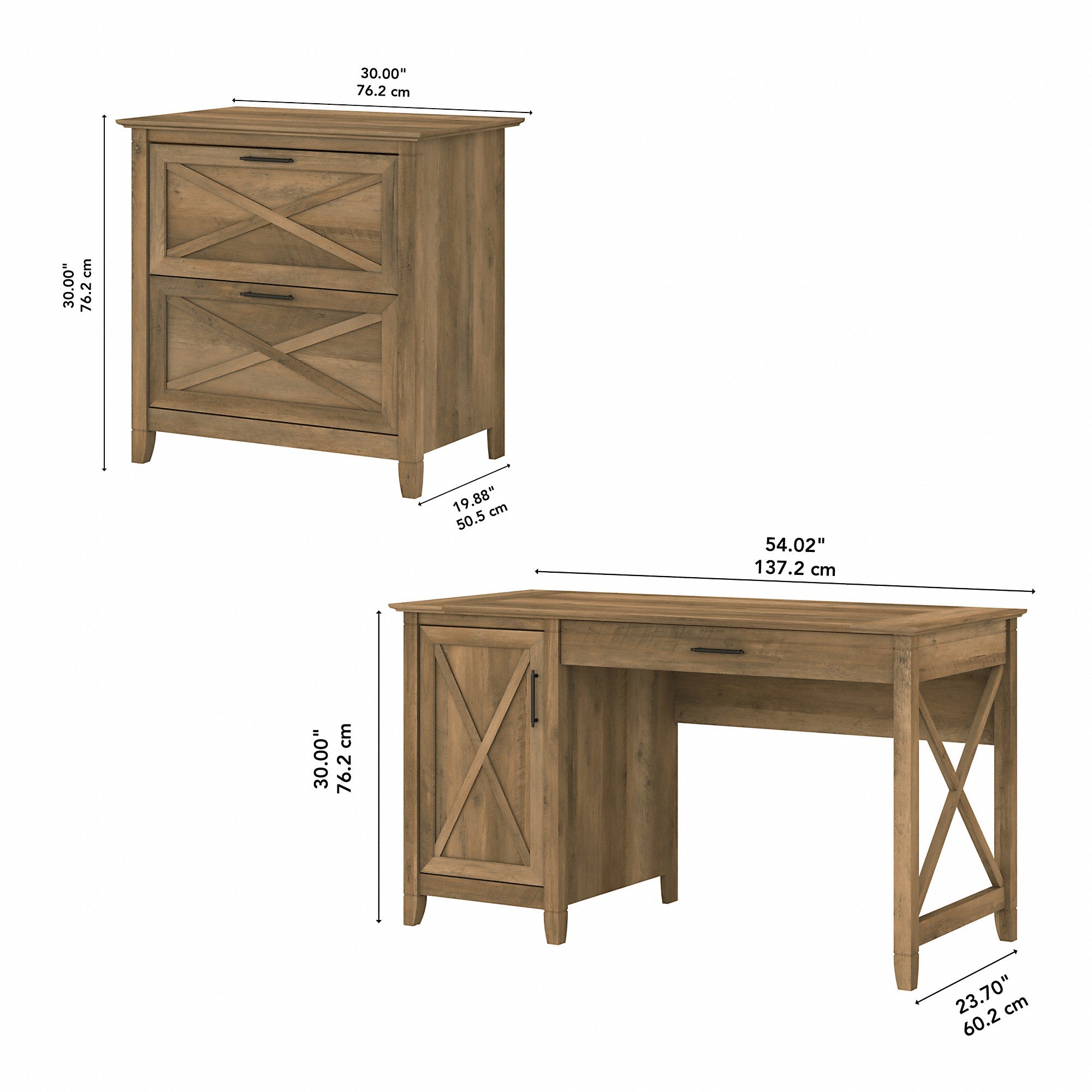 Bush Furniture Key West 54W Computer Desk with Storage and 2 Drawer Lateral File Cabinet