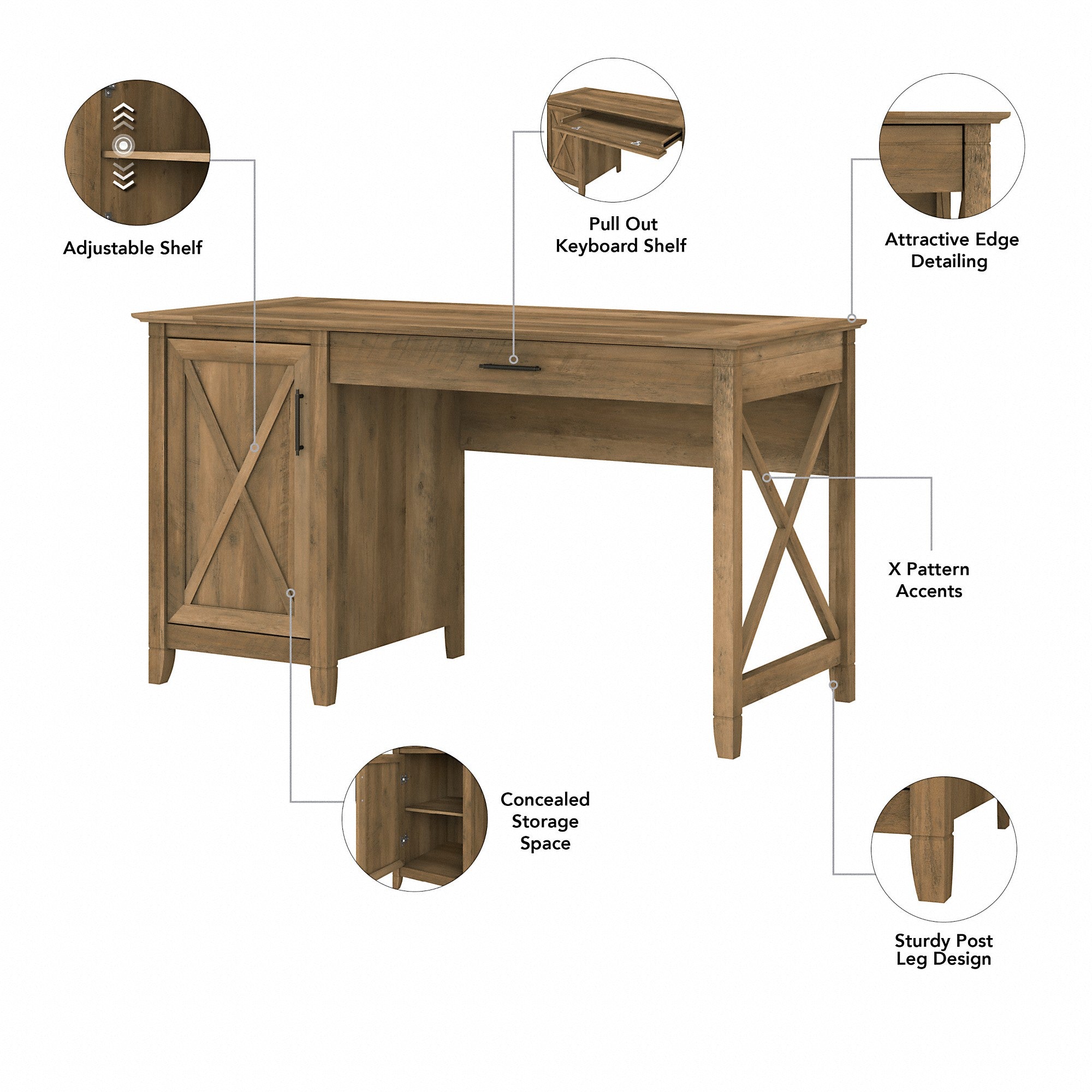 Bush Furniture Key West 54W Computer Desk with Storage and 2 Drawer Lateral File Cabinet