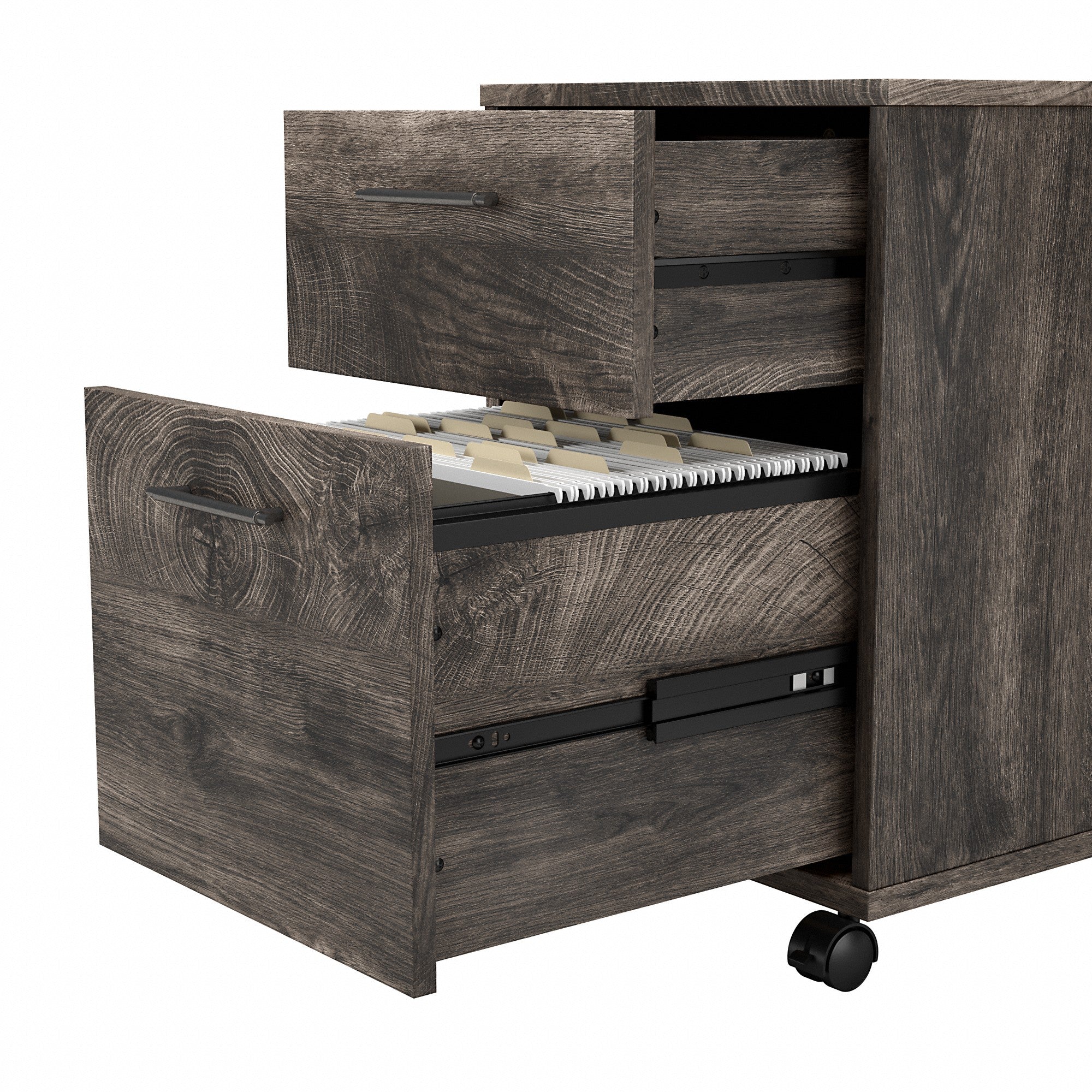 Bush Furniture Key West 60W L Shaped Desk with 2 Drawer Mobile File Cabinet