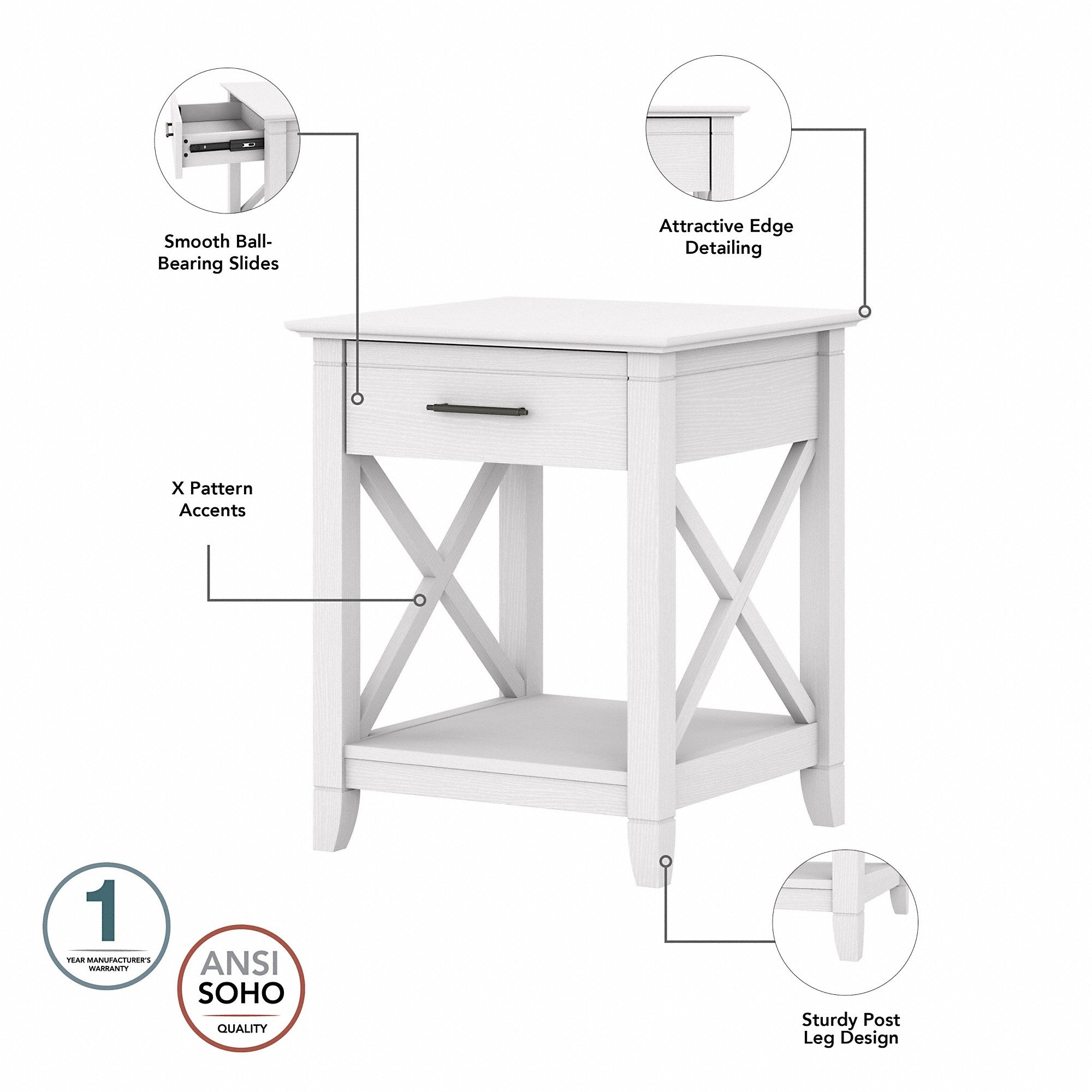 Bush Furniture Key West Tall TV Stand with Coffee Table and Set of 2 End Tables