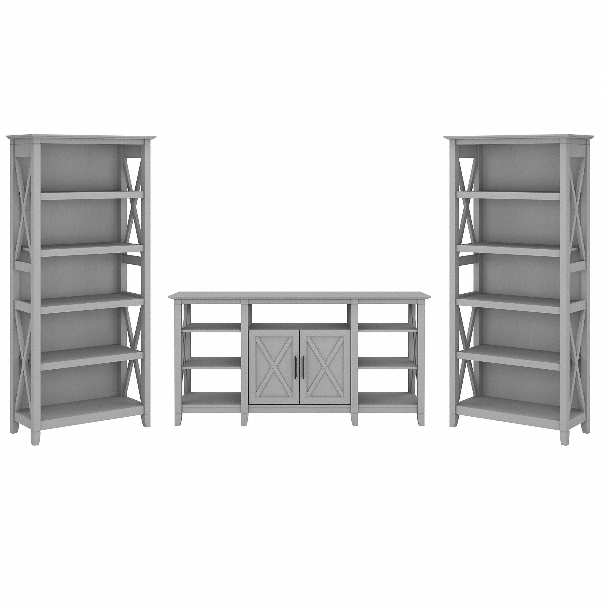 Bush Furniture Key West Tall TV Stand with Set of 2 Bookcases