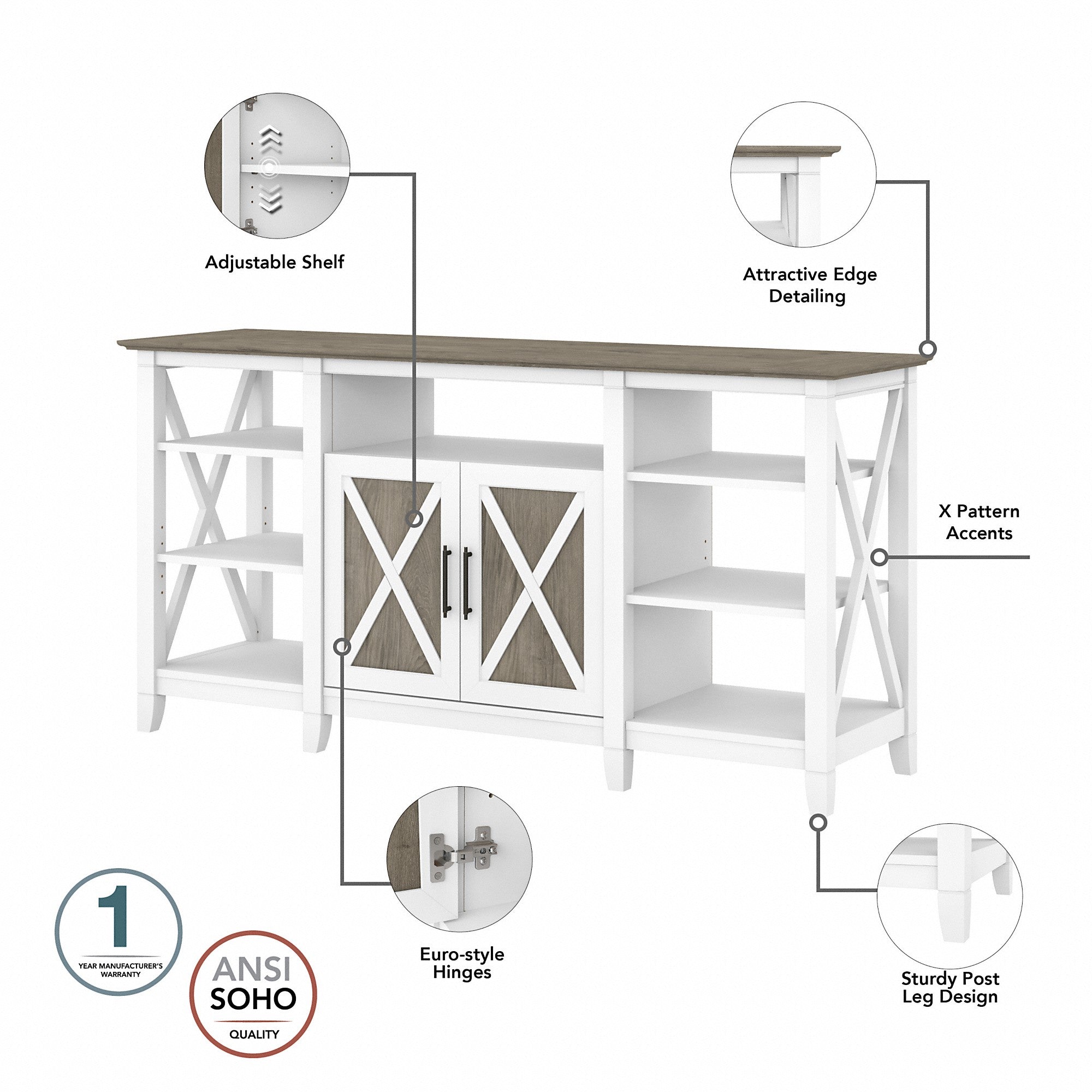 Bush Furniture Key West Tall TV Stand with Set of 2 Bookcases