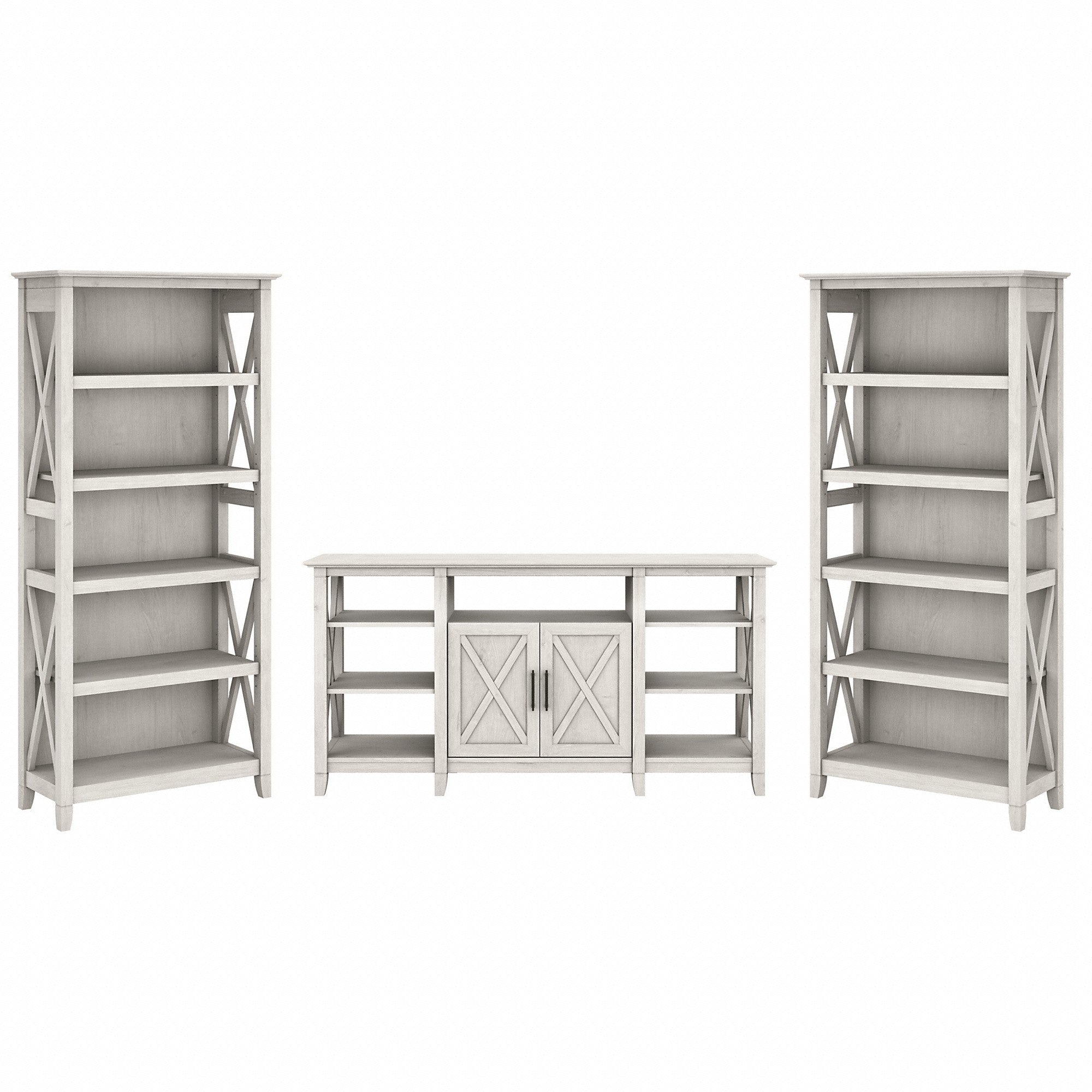 Bush Furniture Key West Tall TV Stand with Set of 2 Bookcases