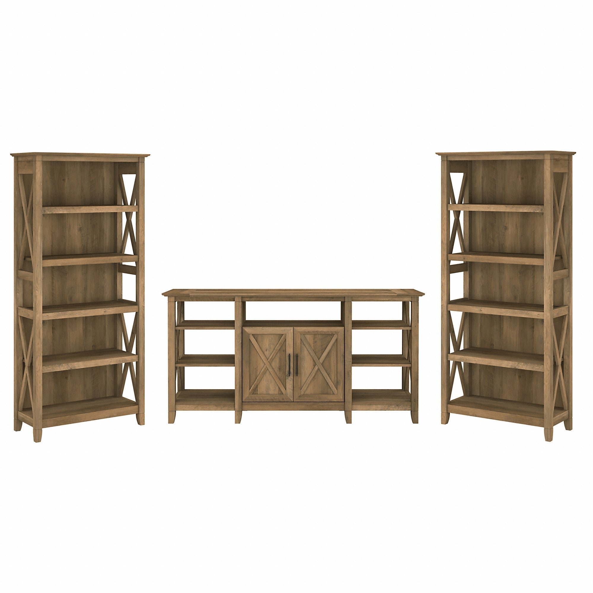 Bush Furniture Key West Tall TV Stand with Set of 2 Bookcases