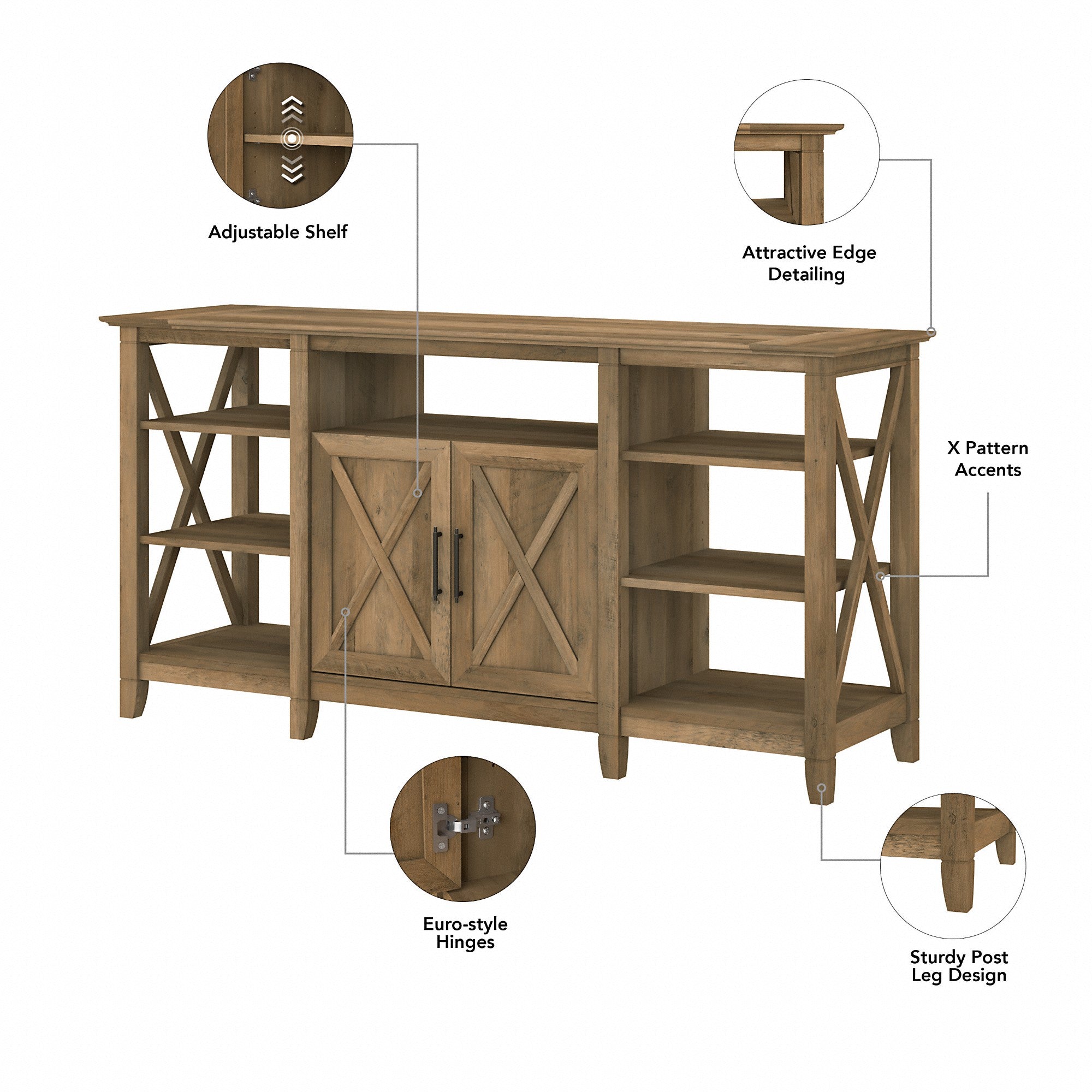 Bush Furniture Key West Tall TV Stand with Set of 2 Bookcases