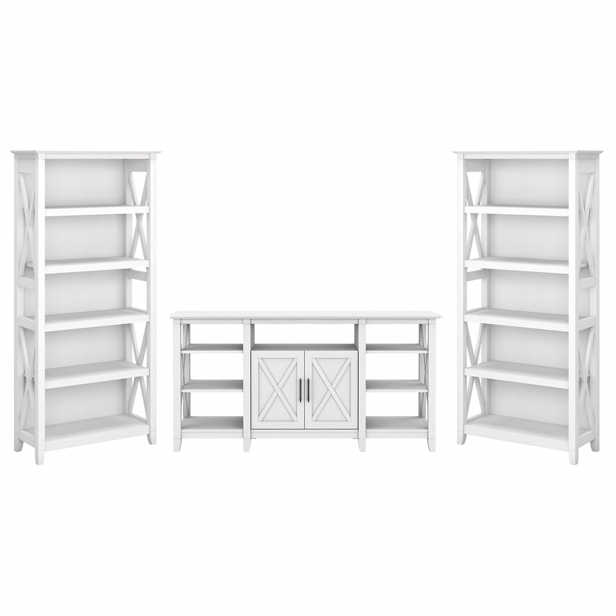 Bush Furniture Key West Tall TV Stand with Set of 2 Bookcases