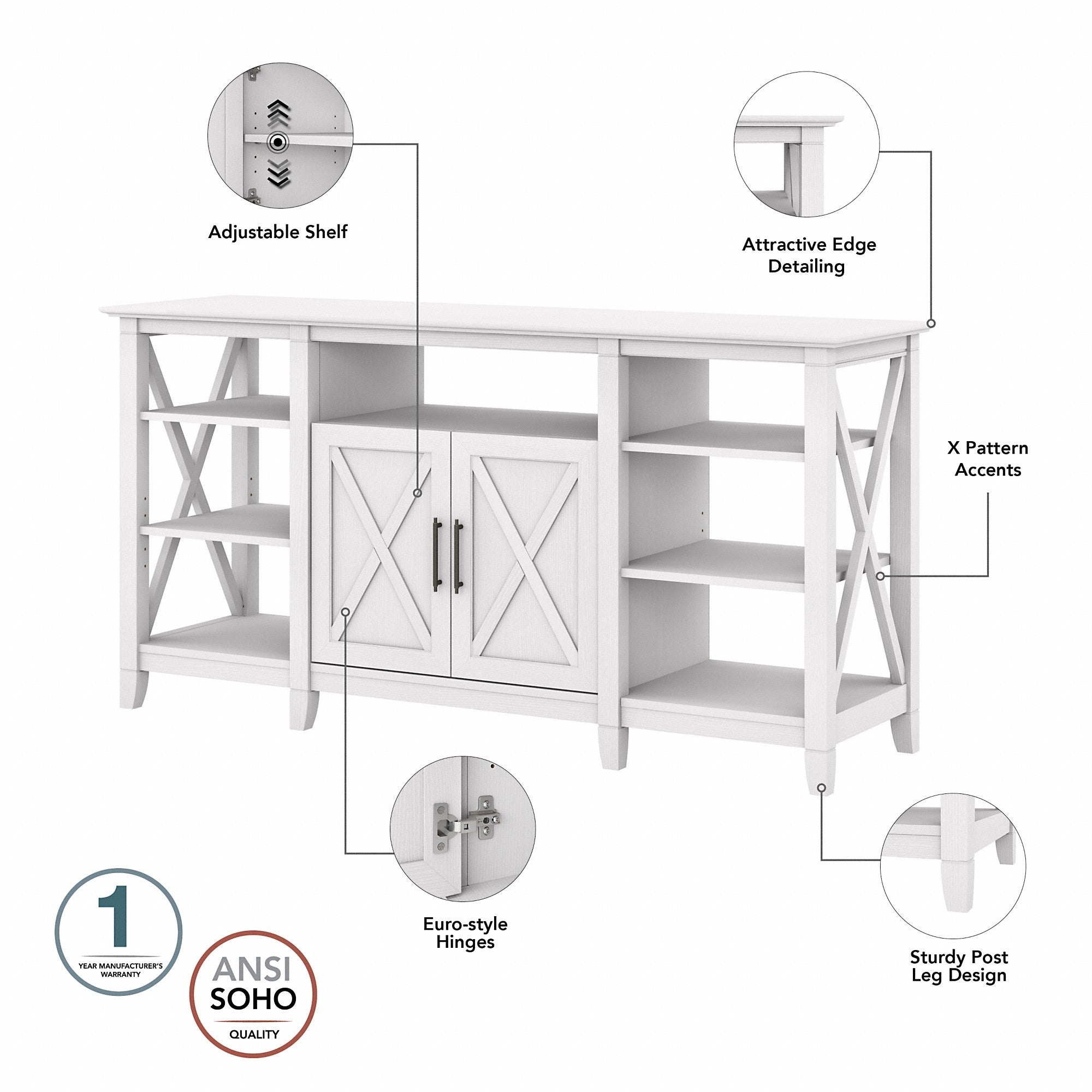 Bush Furniture Key West Tall TV Stand with Set of 2 Bookcases