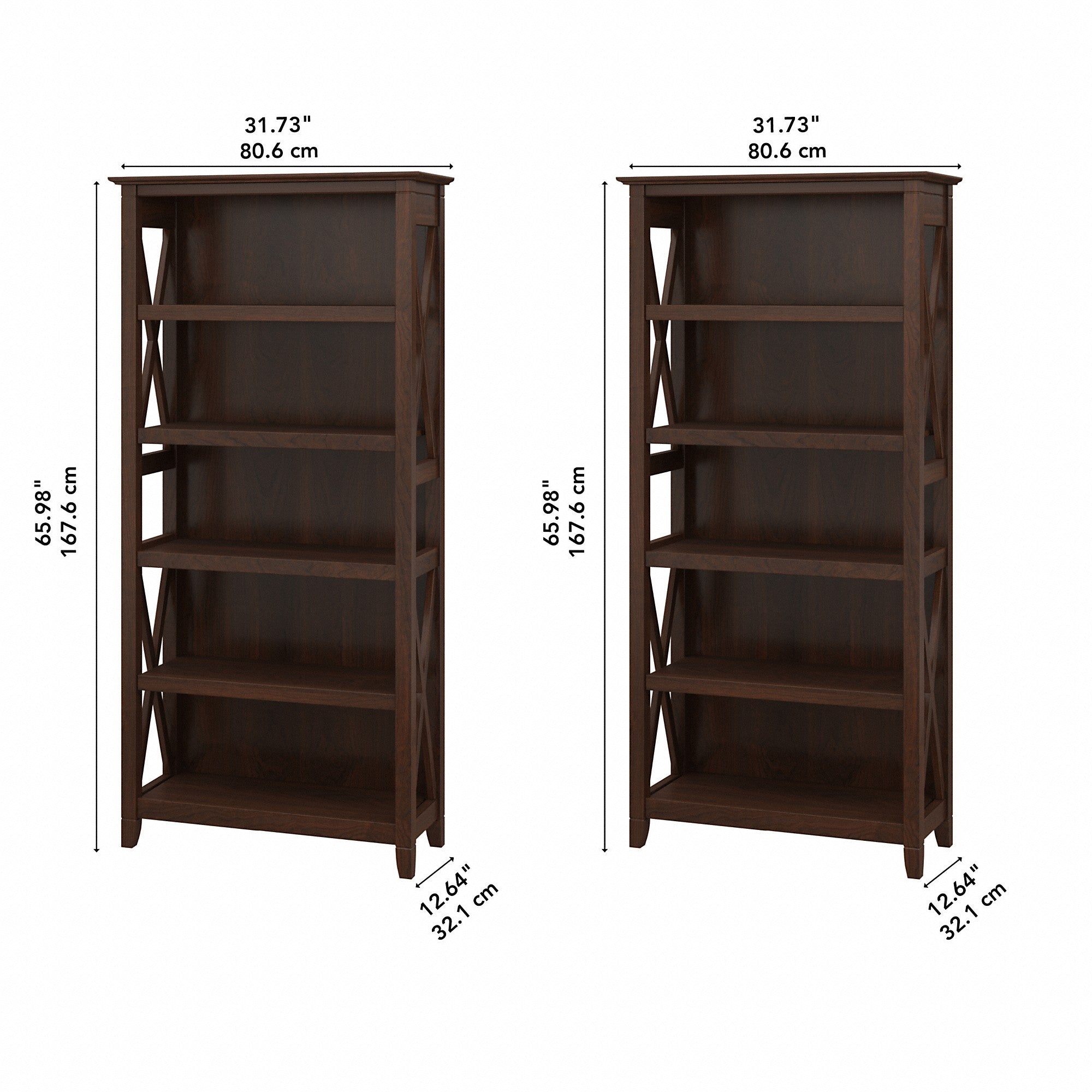 Bush Furniture Key West 5 Shelf Bookcase Set