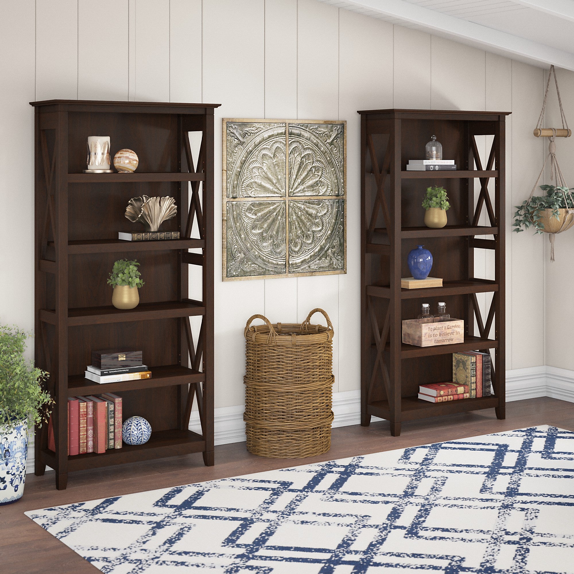 Bush Furniture Key West 5 Shelf Bookcase Set