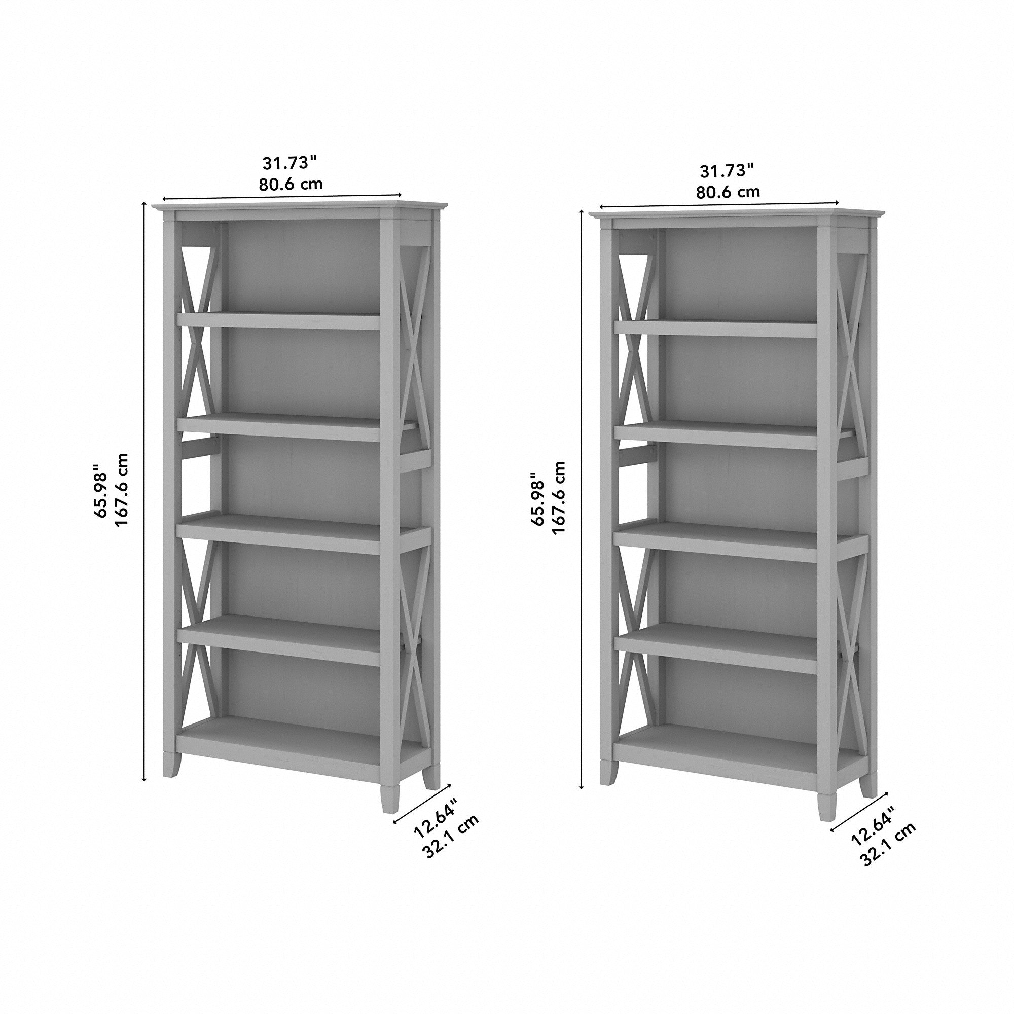 Bush Furniture Key West 5 Shelf Bookcase Set