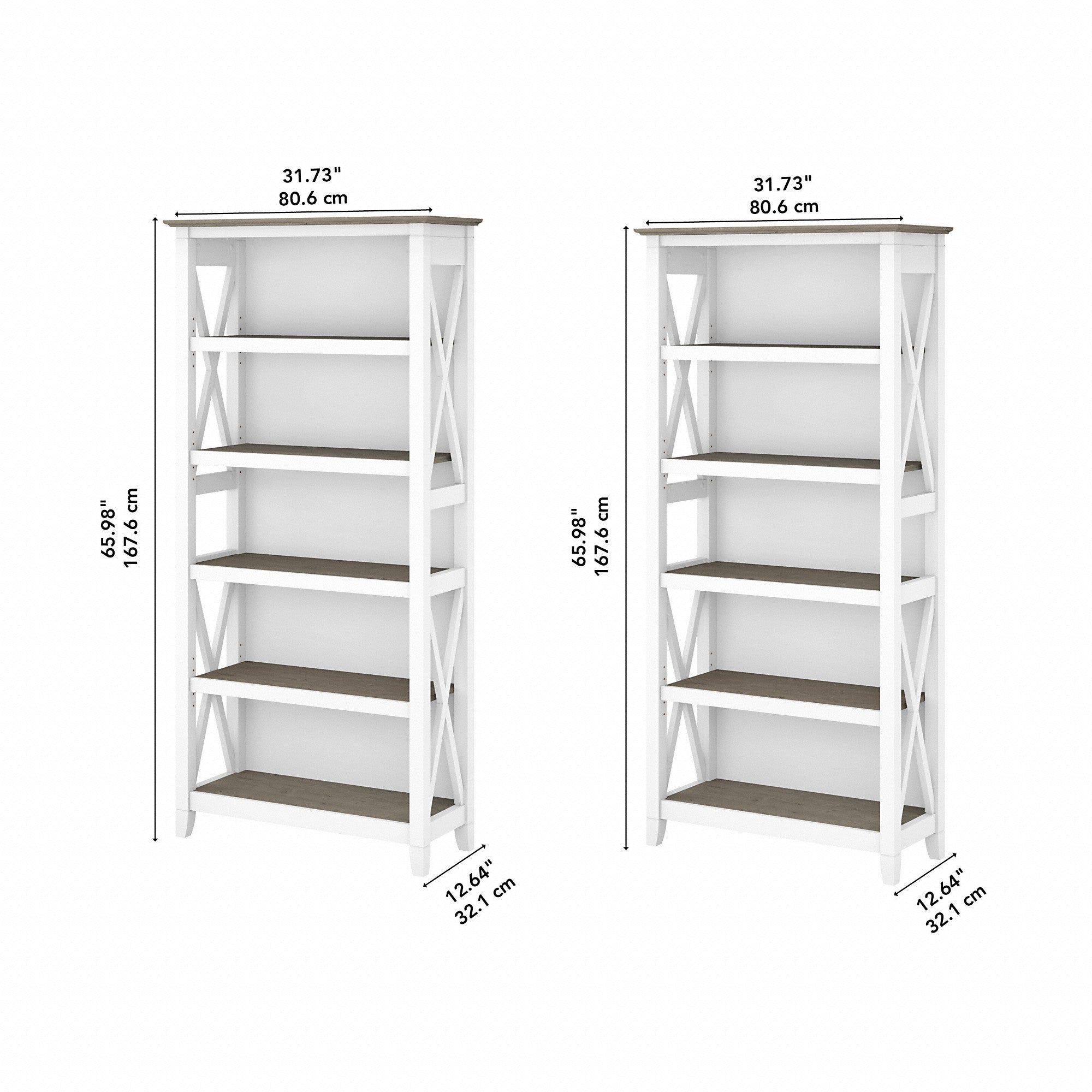 Bush Furniture Key West 5 Shelf Bookcase Set