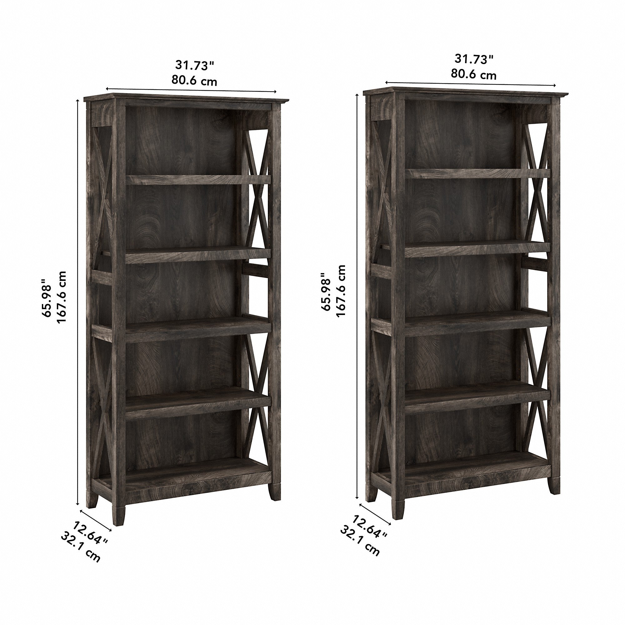 Bush Furniture Key West 5 Shelf Bookcase Set