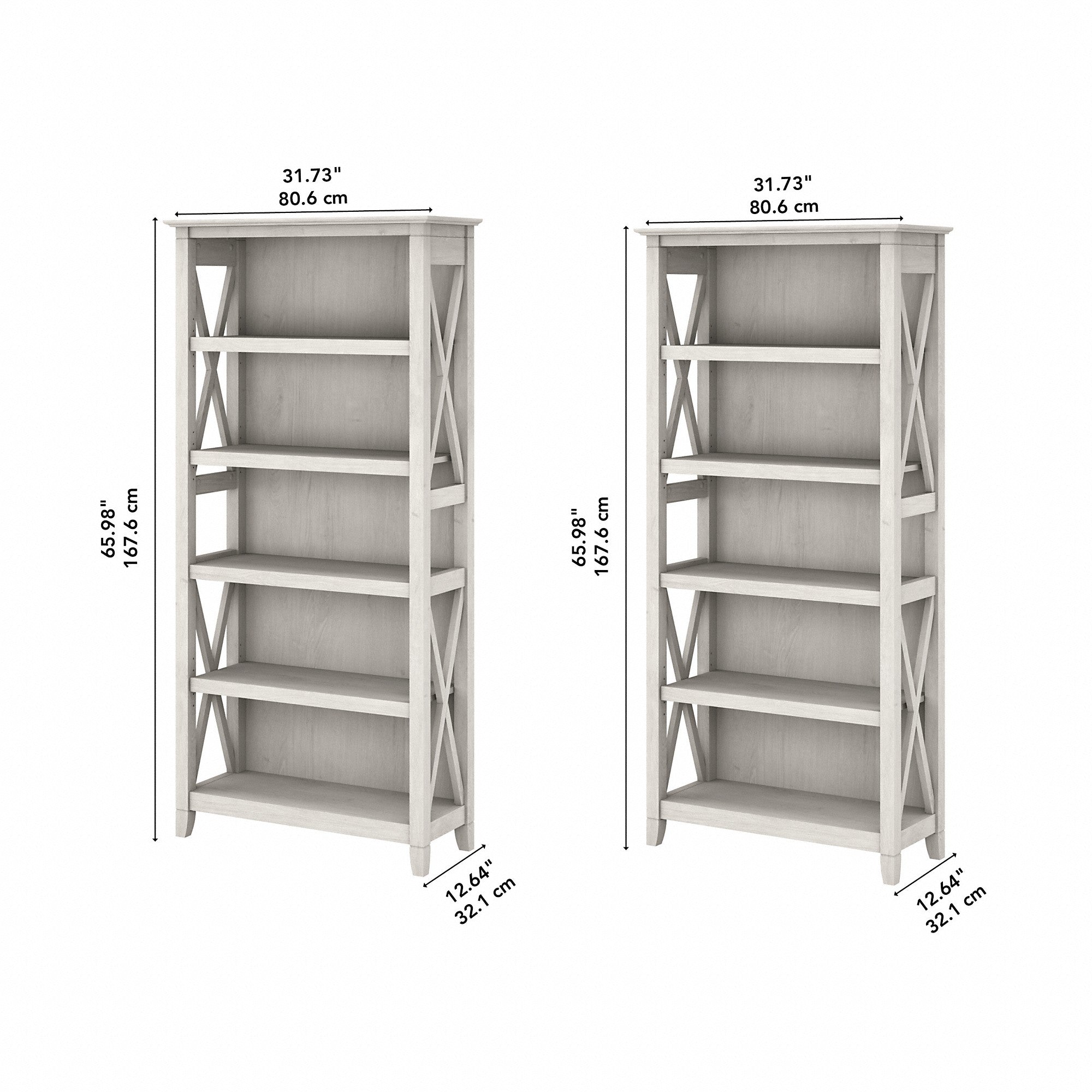 Bush Furniture Key West 5 Shelf Bookcase Set