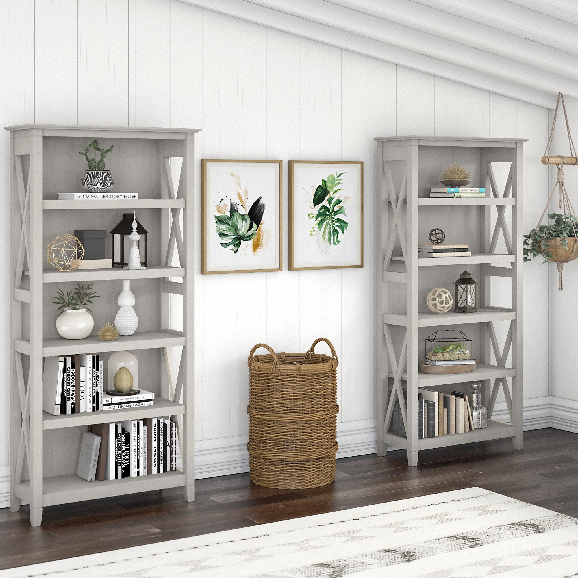 Bush Furniture Key West 5 Shelf Bookcase Set