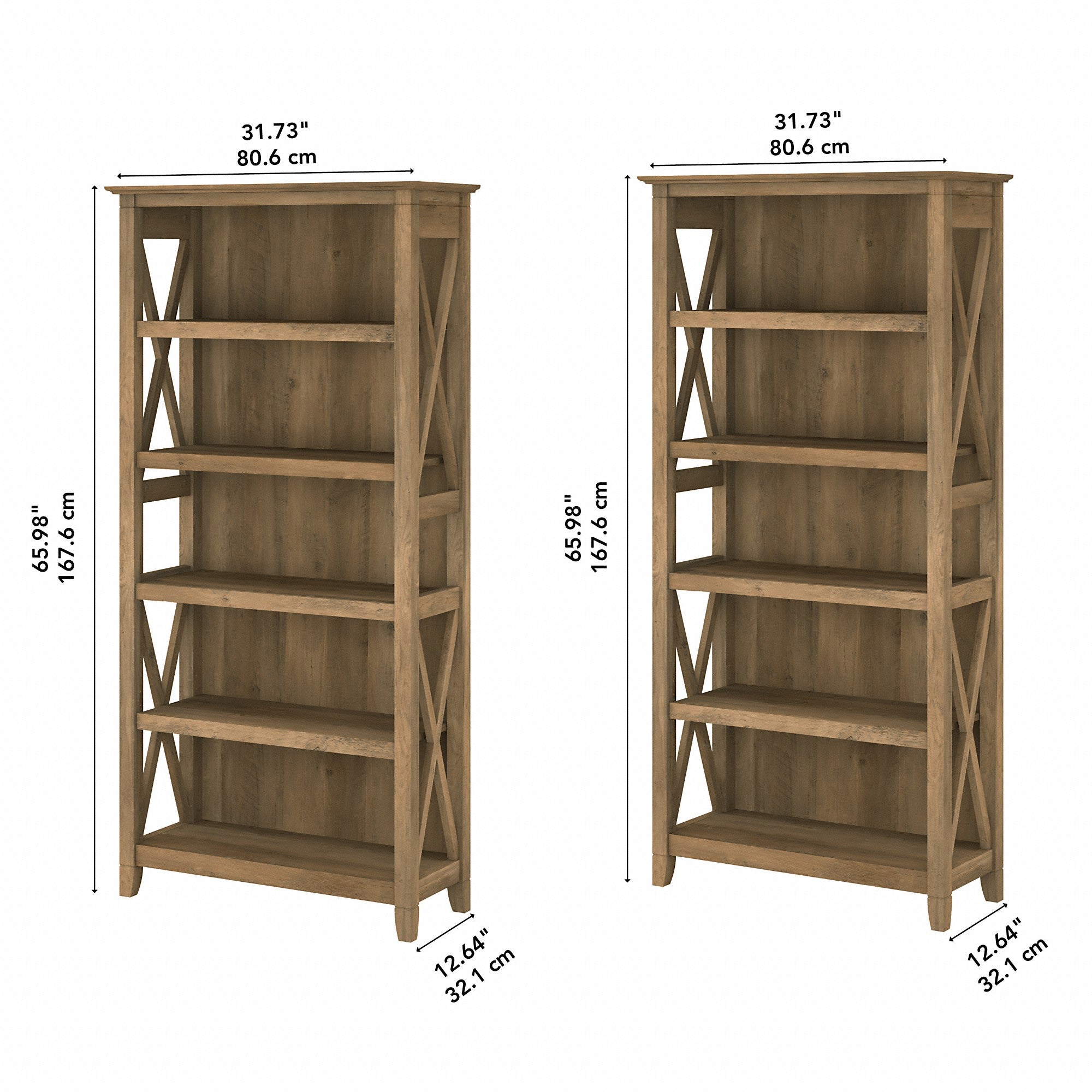 Bush Furniture Key West 5 Shelf Bookcase Set