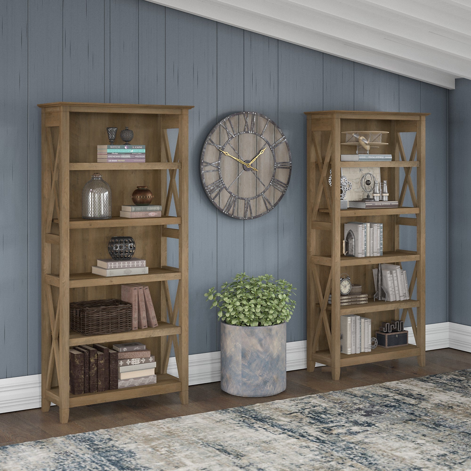 Bush Furniture Key West 5 Shelf Bookcase Set