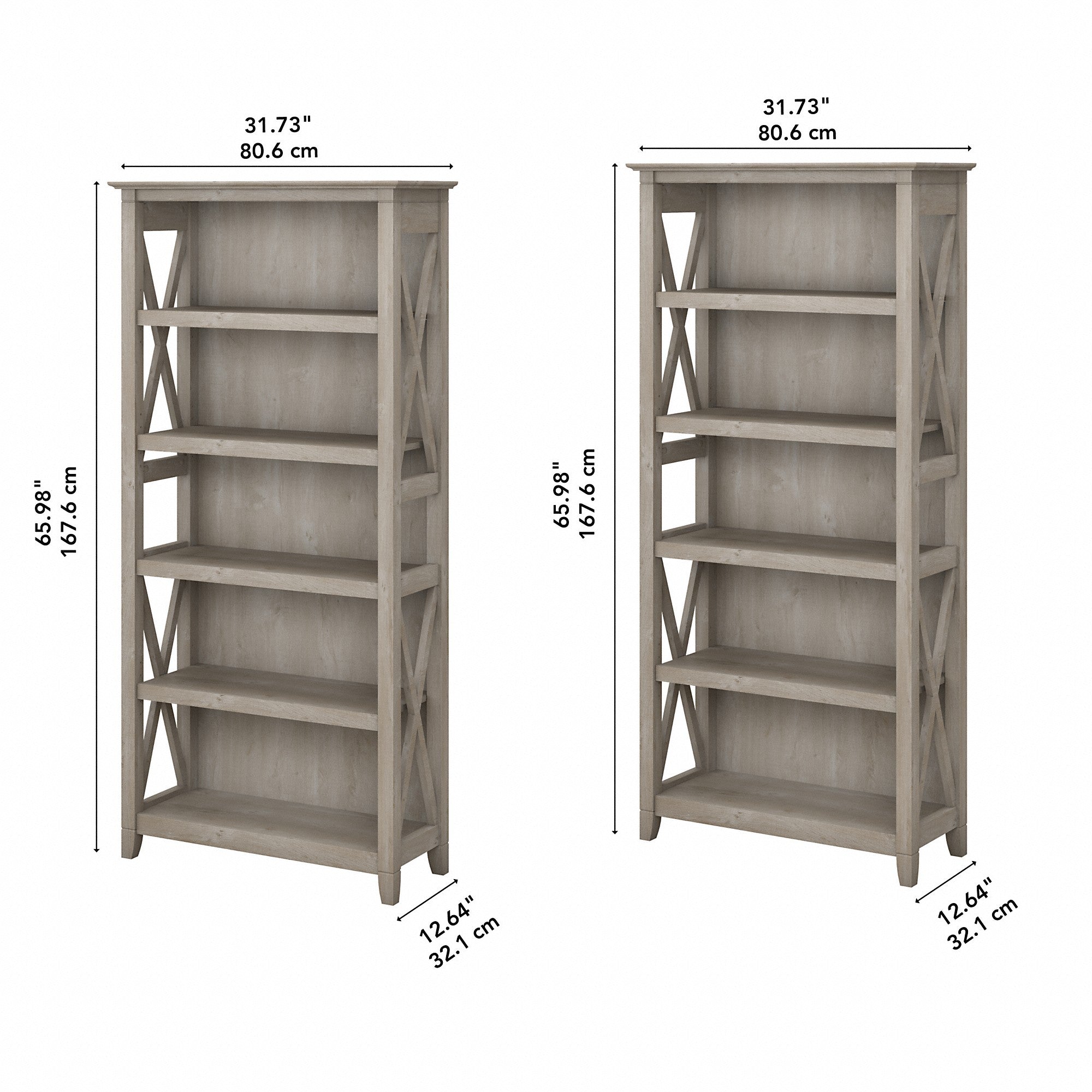 Bush Furniture Key West 5 Shelf Bookcase Set