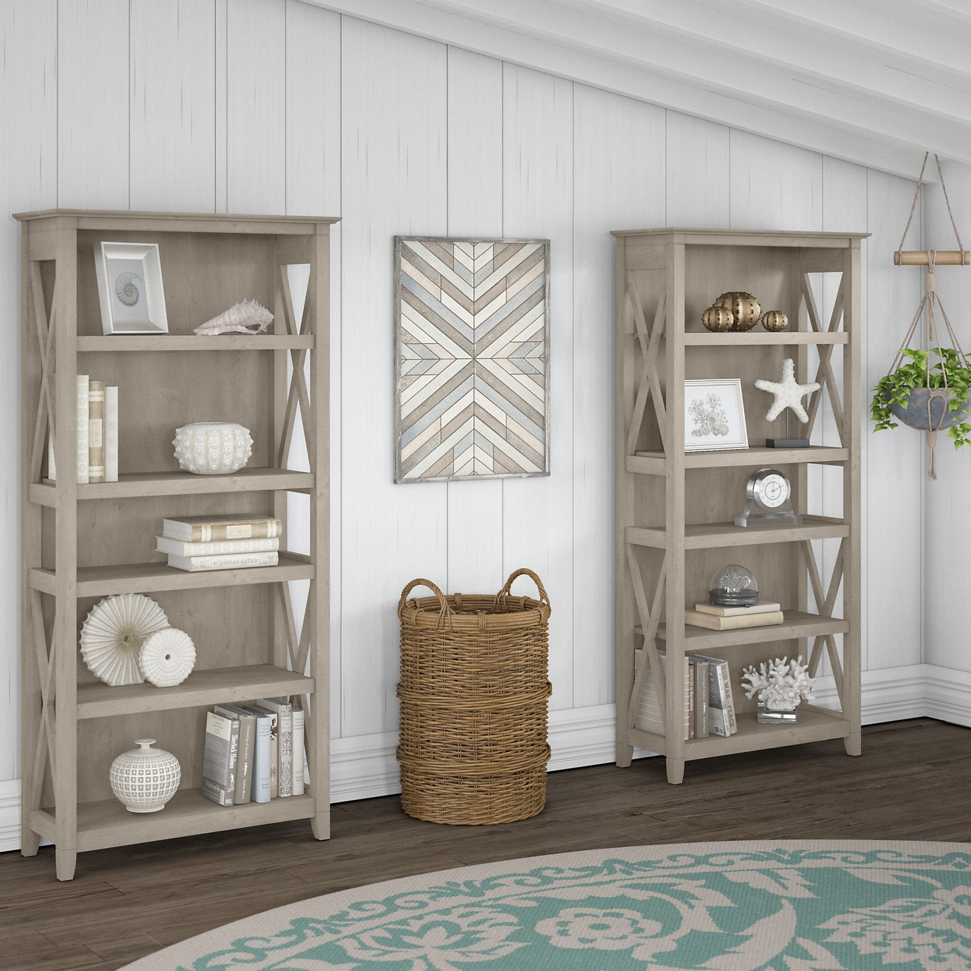 Bush Furniture Key West 5 Shelf Bookcase Set