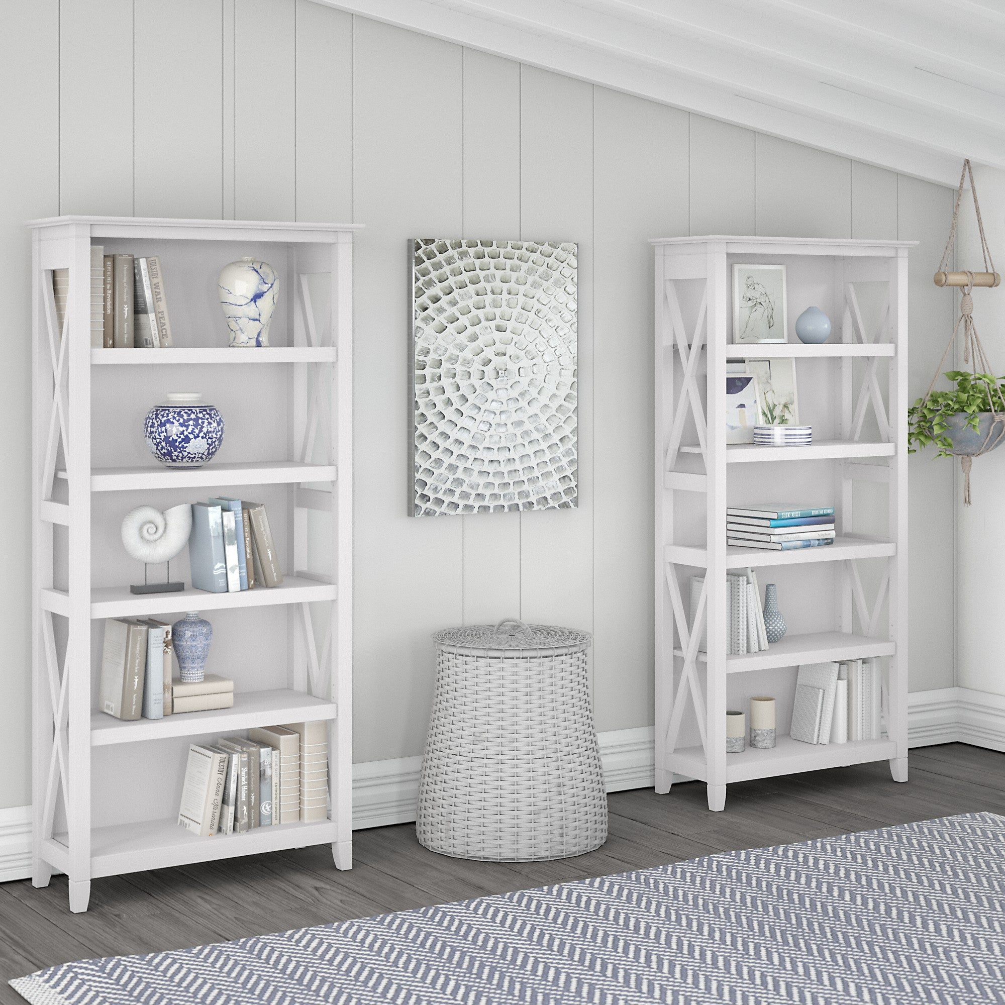 Bush Furniture Key West 5 Shelf Bookcase Set